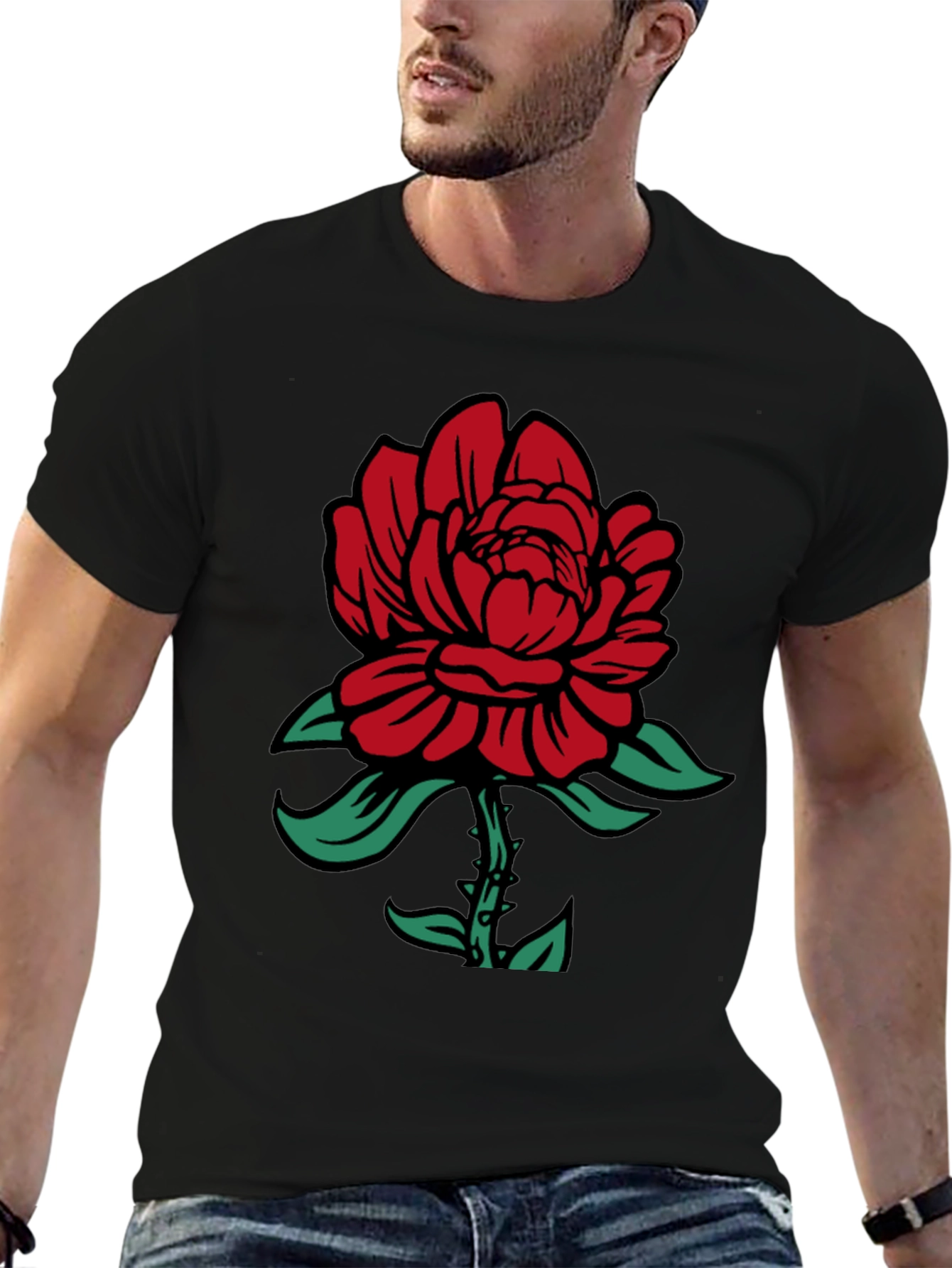 Rose Graphic T-Shirt - Black