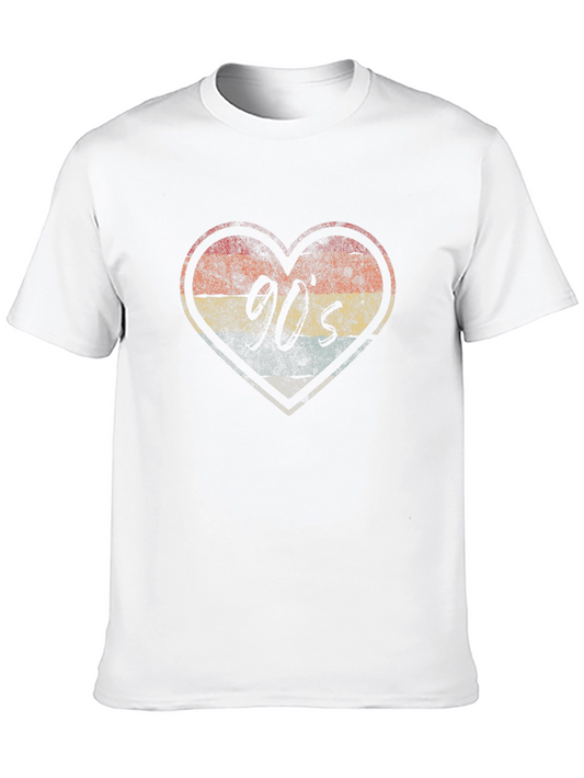 Retro 90s Heart Graphic Tee - Black Cotton Blend