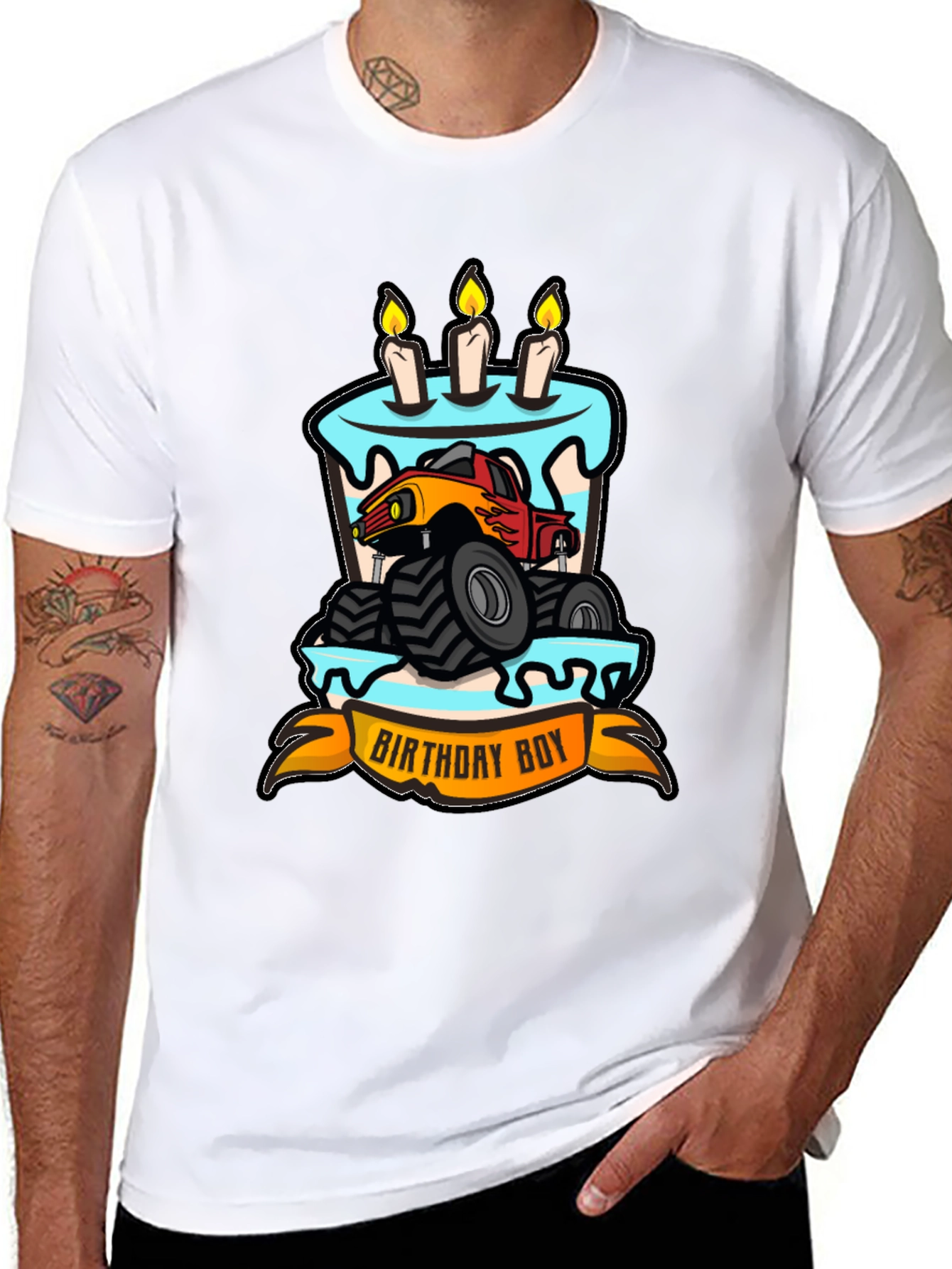 Birthday Boy Monster Truck Cake T-Shirt