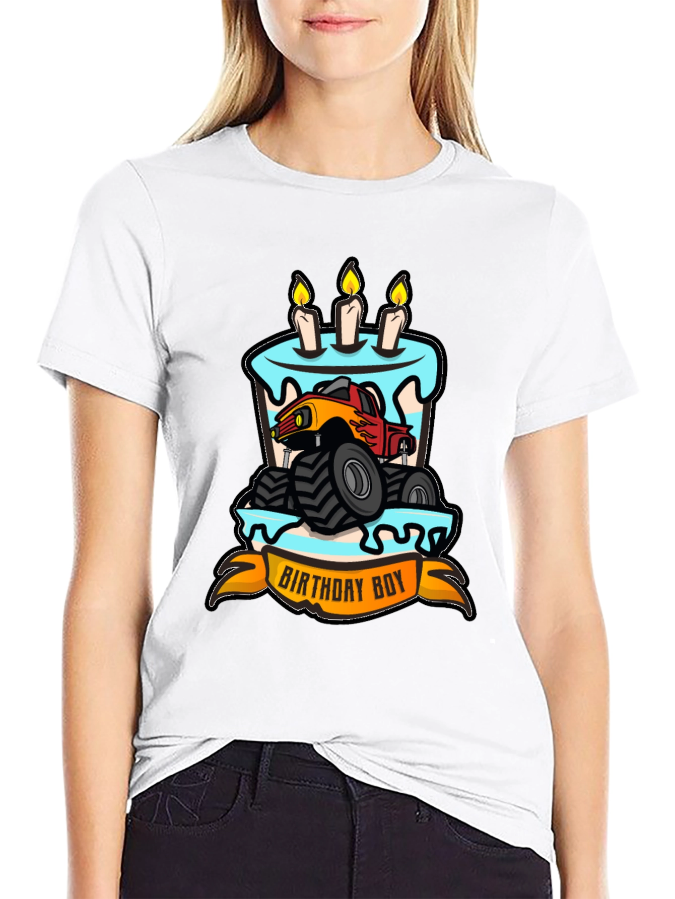 Birthday Boy Monster Truck Cake T-Shirt