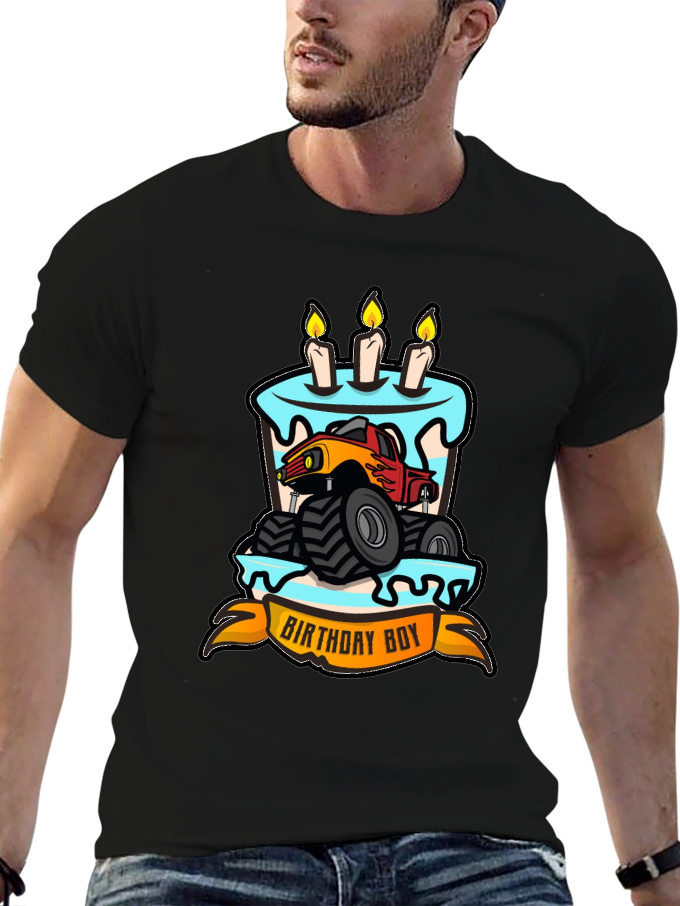 Birthday Boy Monster Truck Cake T-Shirt