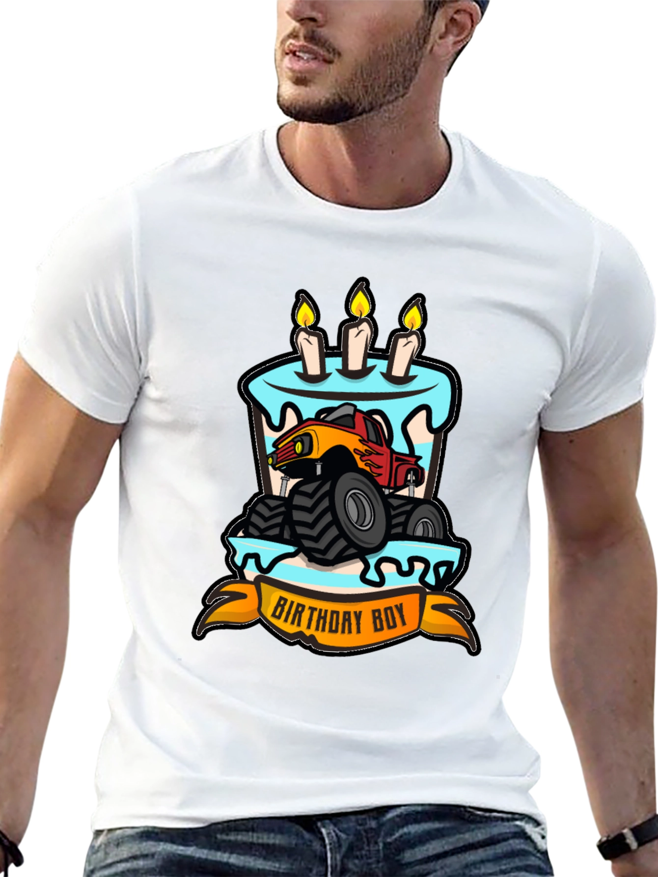Birthday Boy Monster Truck Cake T-Shirt