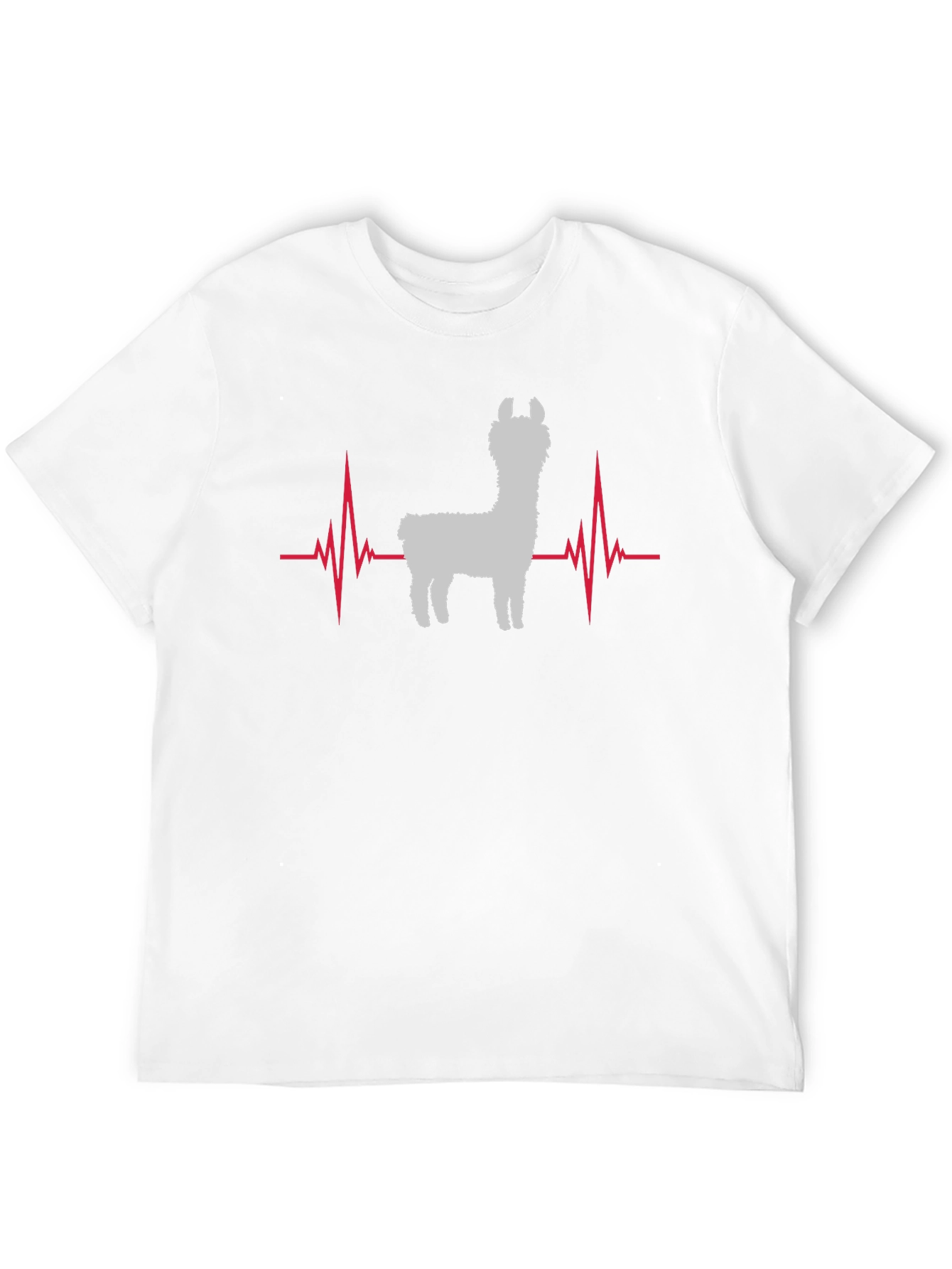 Llama Heartbeat Graphic Tee - Black Cotton T-Shirt