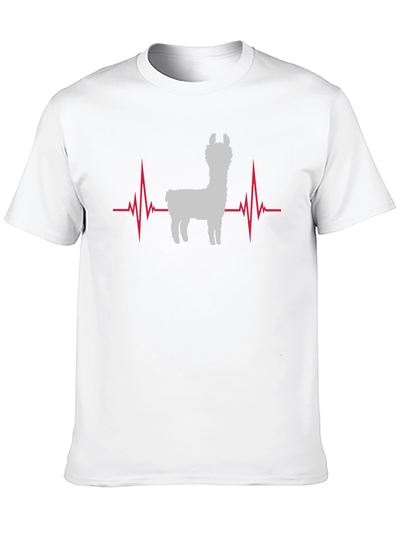 Llama Heartbeat Graphic Tee - Black Cotton T-Shirt