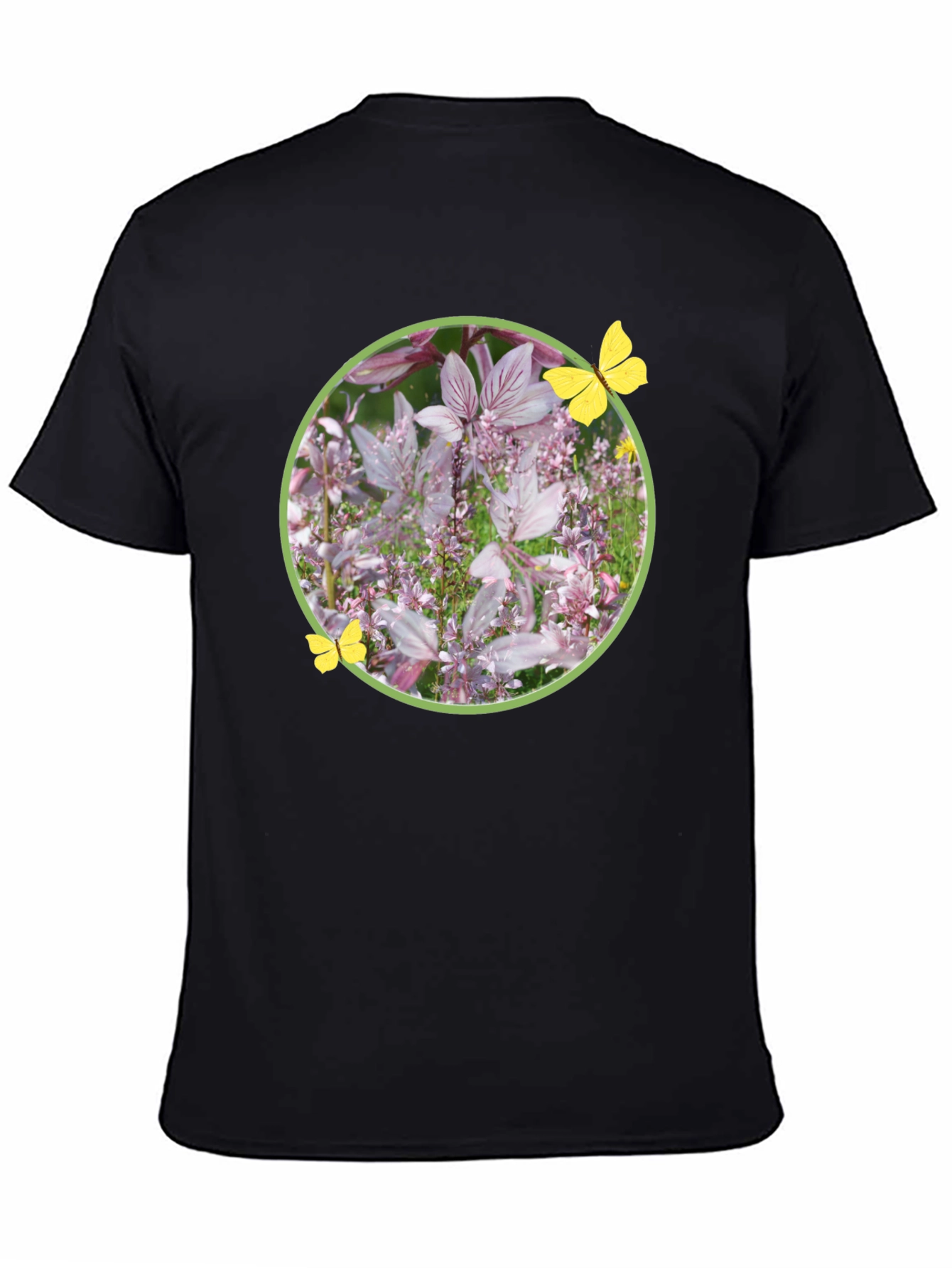 Floral Butterfly Graphic Tee - Stylish Black T-Shirt