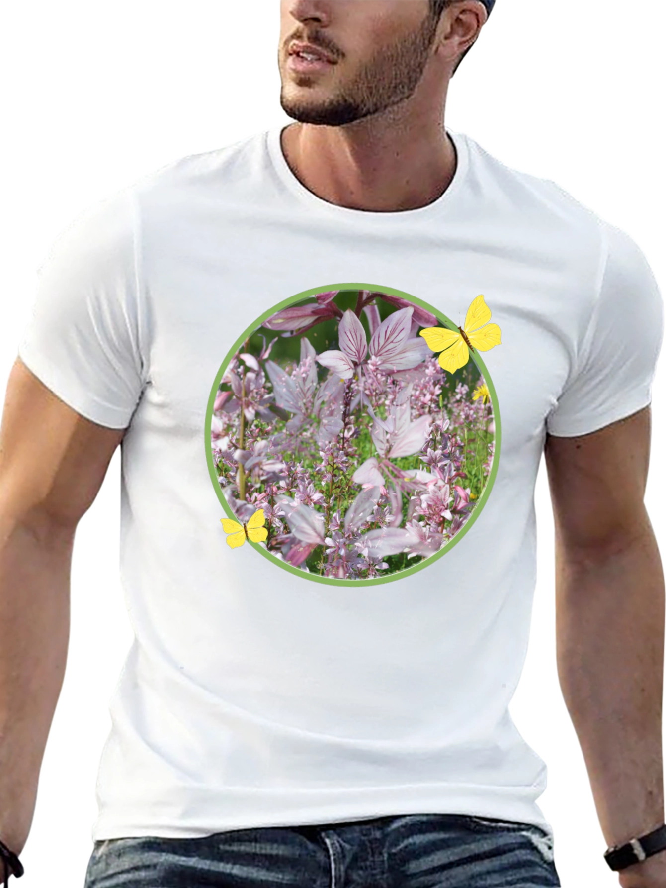 Floral Butterfly Graphic Tee - Stylish Black T-Shirt