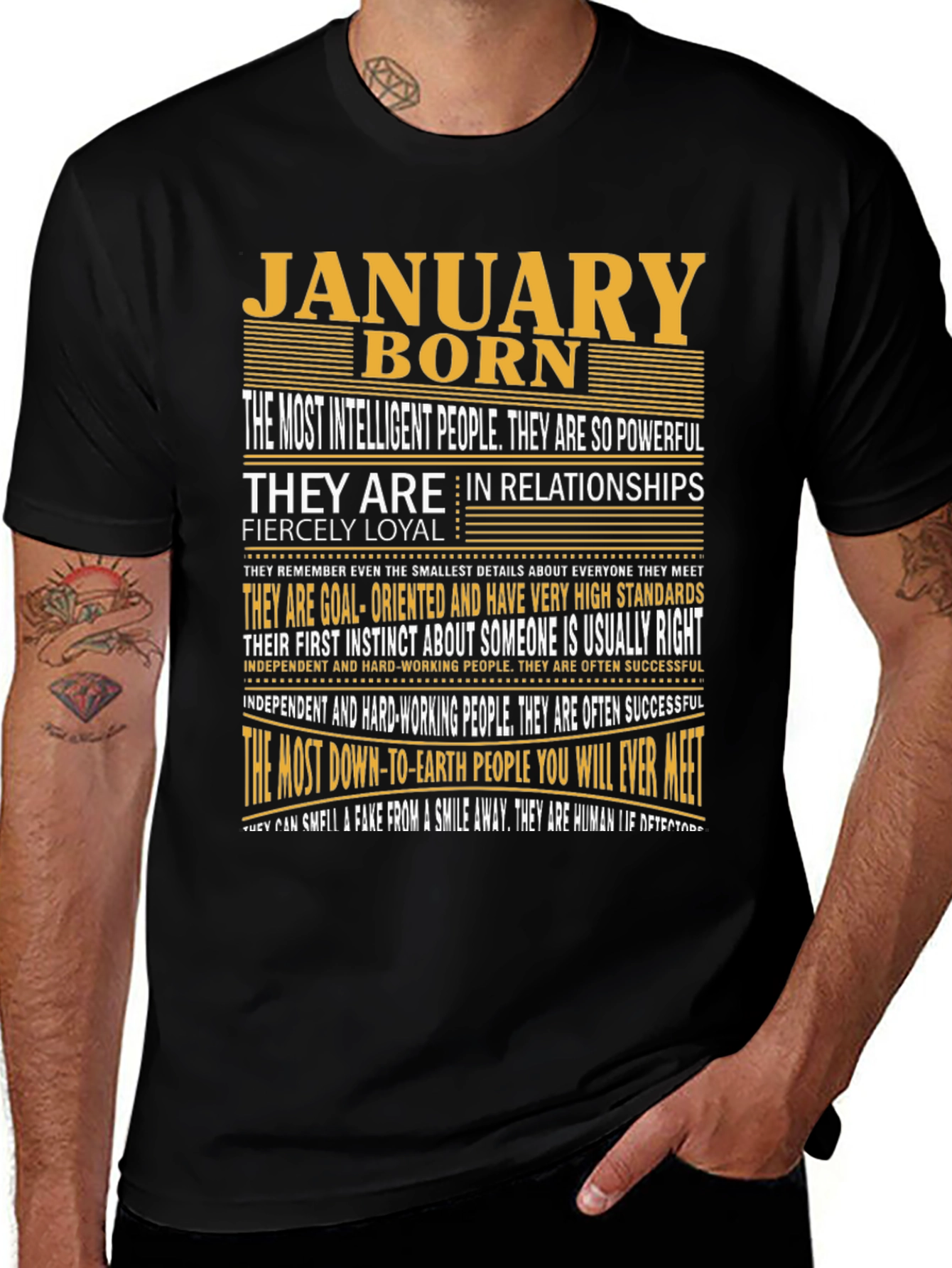 January Born T-Shirt - Intelligent Loyal and Powerful