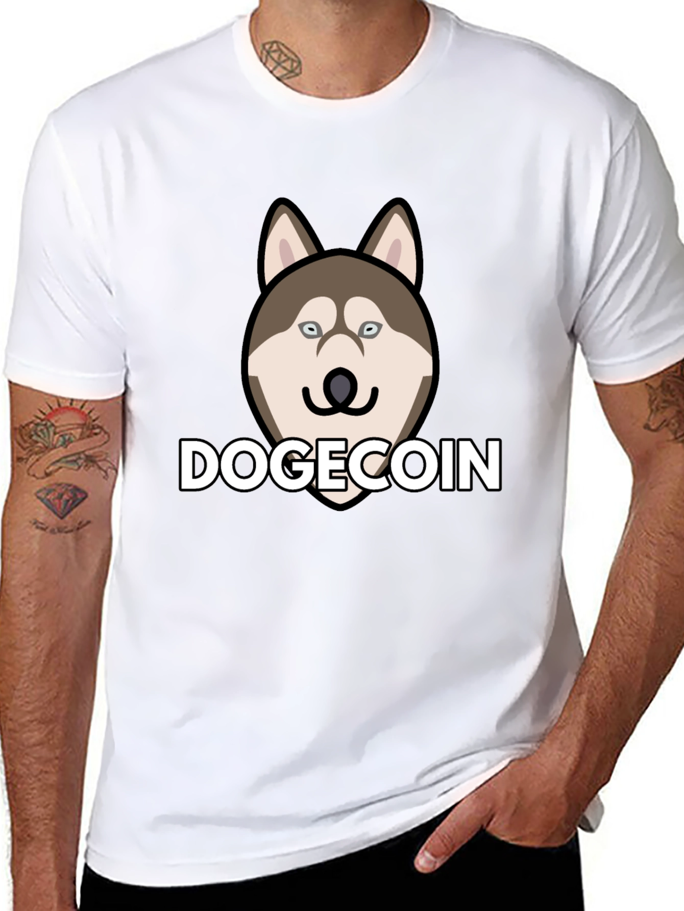 Dogecoin Husky Black T-Shirt - Crypto Fashion
