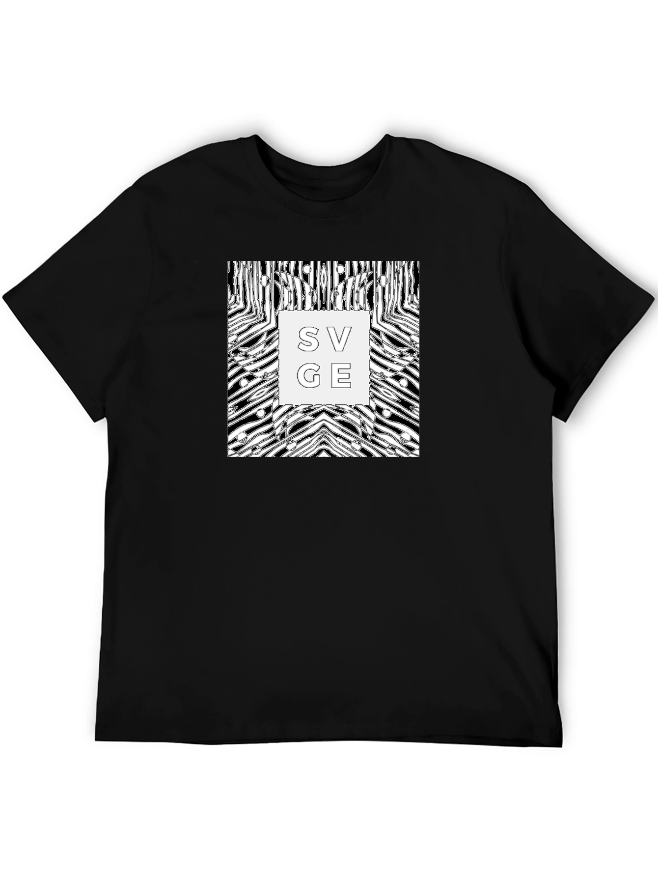 Abstract Zebra Savage Graphic Tee - Black