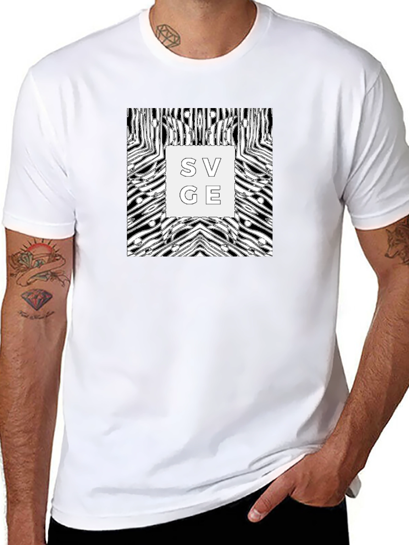 Abstract Zebra Savage Graphic Tee - Black