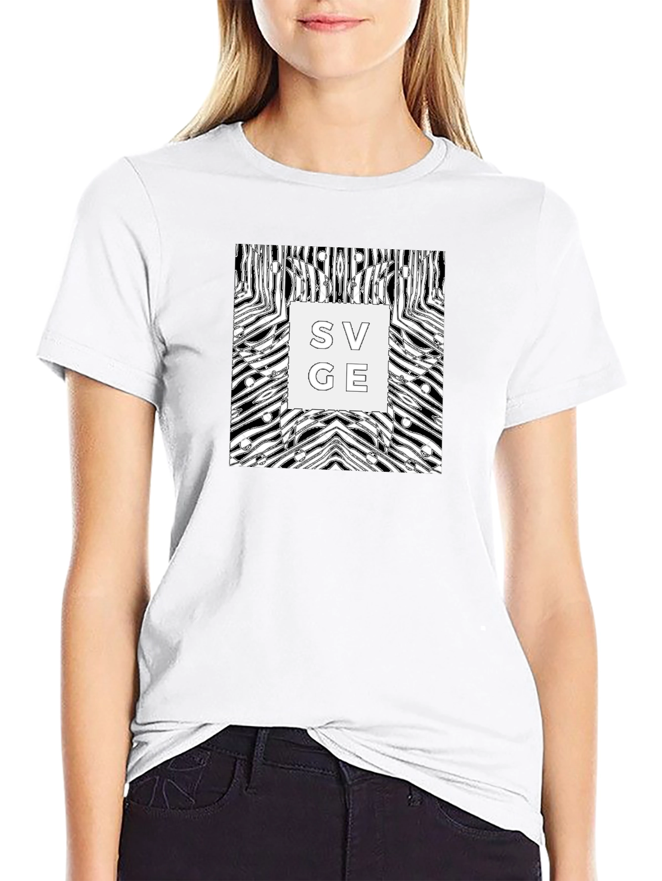 Abstract Zebra Savage Graphic Tee - Black