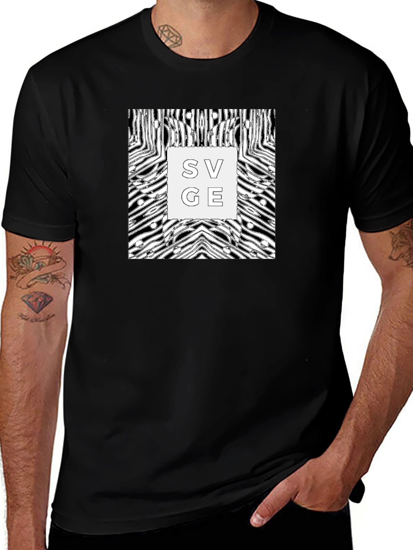 Abstract Zebra Savage Graphic Tee - Black