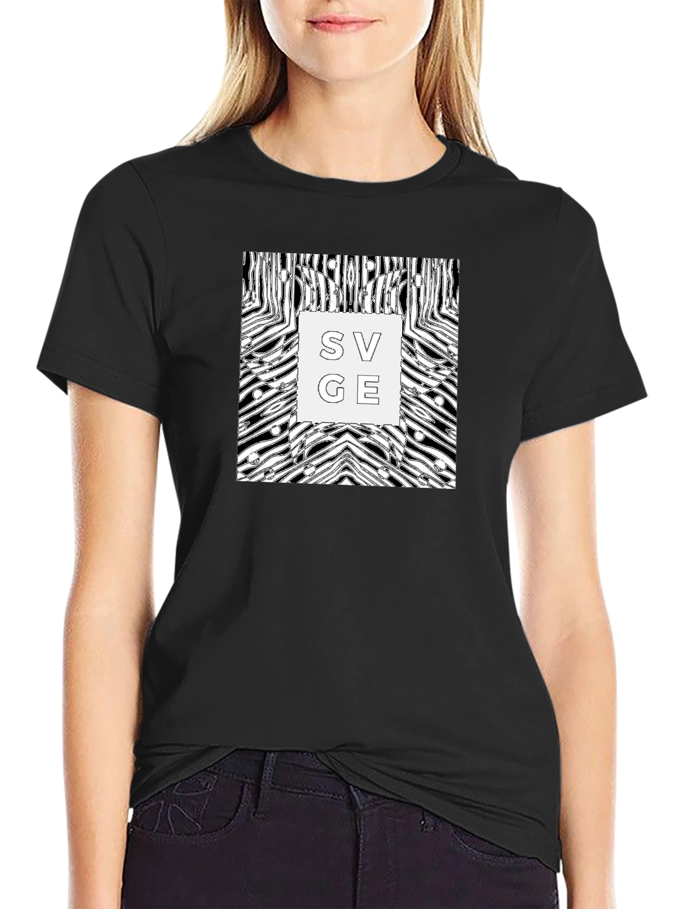 Abstract Zebra Savage Graphic Tee - Black