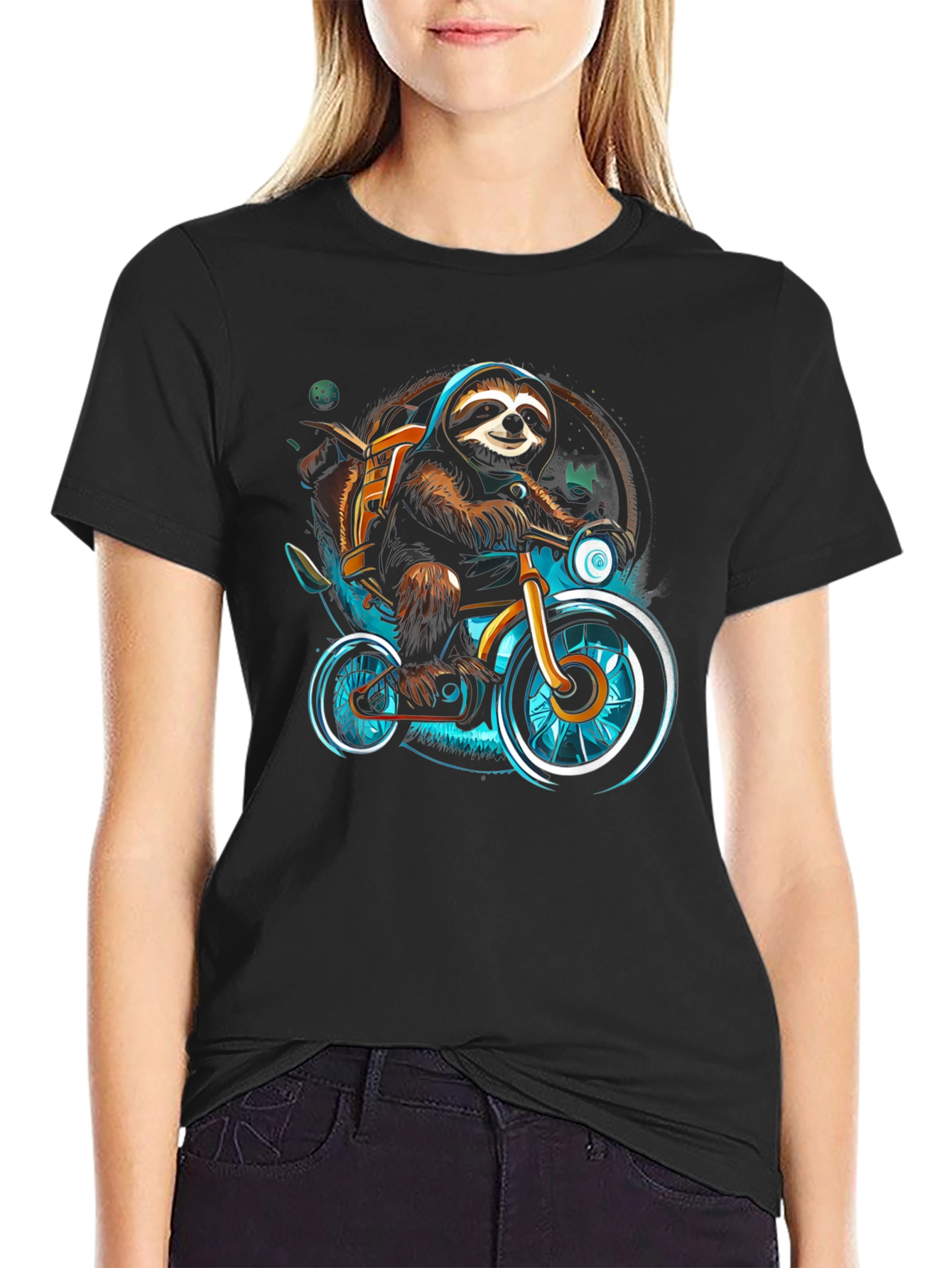 Sloth on Bike Graphic Tee - Cool Casual Shirt