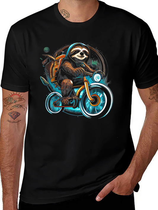 Sloth on Bike Graphic Tee - Cool Casual Shirt