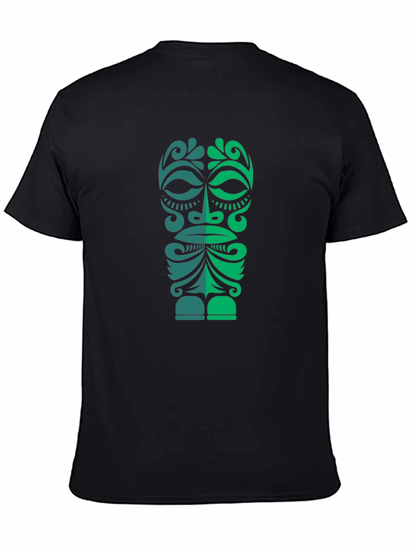 Tribal Tiki Mask Graphic Tee - Mens Black T-Shirt