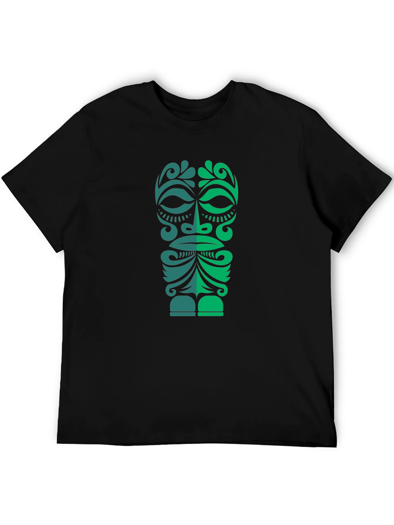 Tribal Tiki Mask Graphic Tee - Mens Black T-Shirt