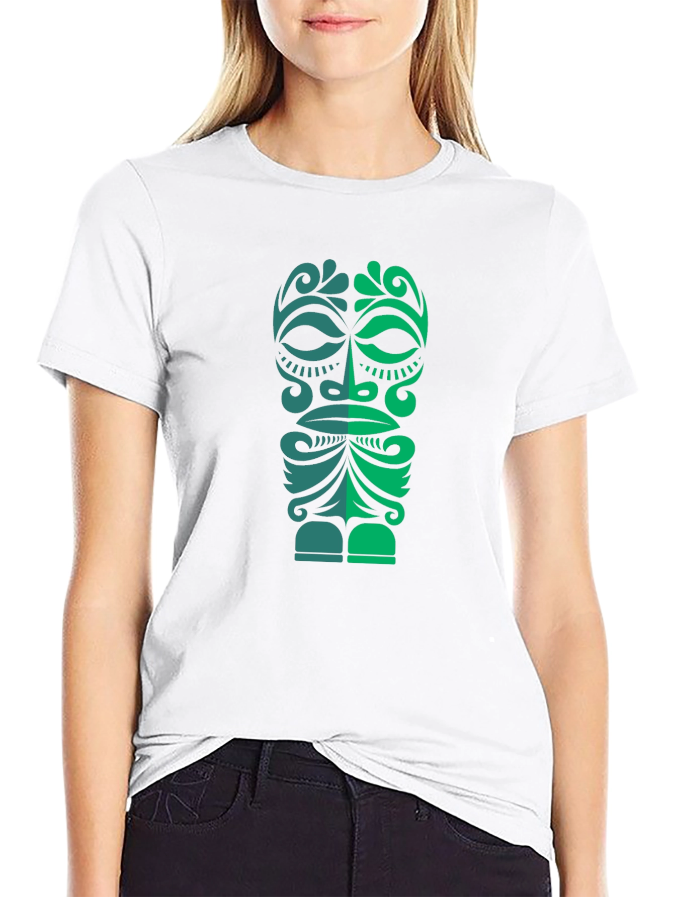 Tribal Tiki Mask Graphic Tee - Mens Black T-Shirt
