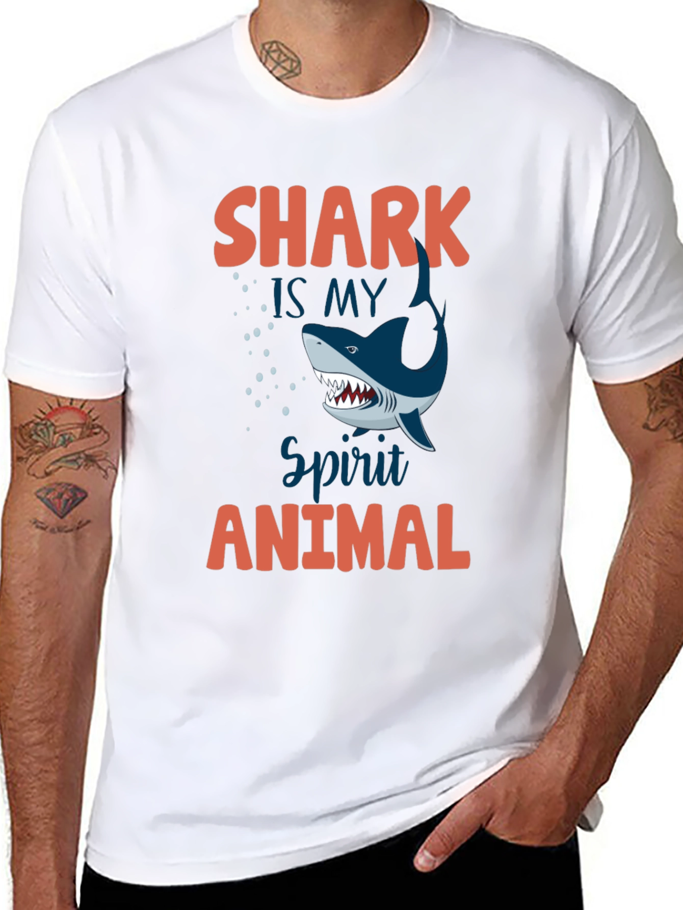 Shark Spirit Animal Graphic Tee - Mens Crewneck T-Shirt