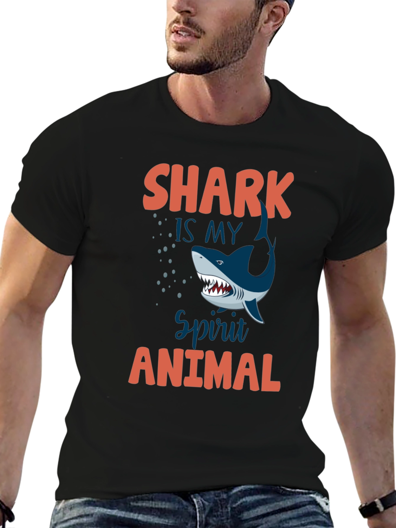 Shark Spirit Animal Graphic Tee - Mens Crewneck T-Shirt