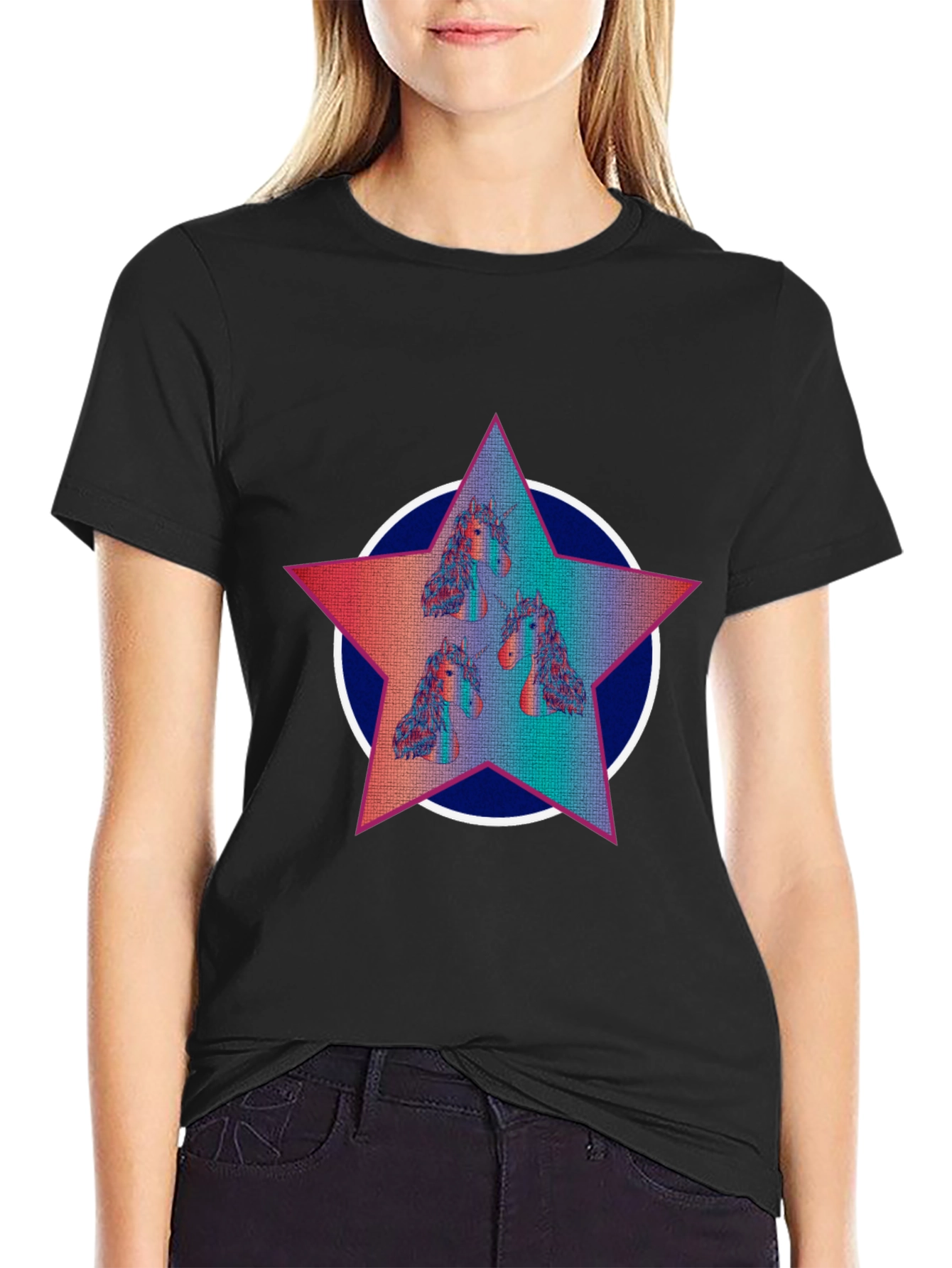 Unicorn Star Graphic Tee - Black