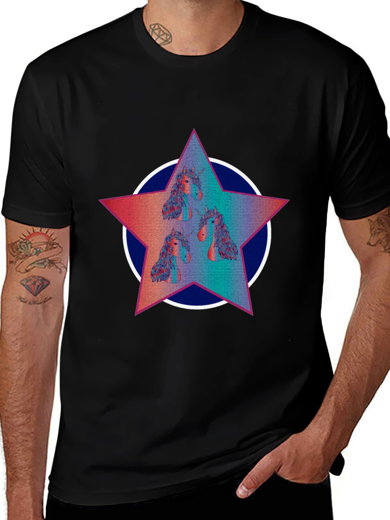 Unicorn Star Graphic Tee - Black
