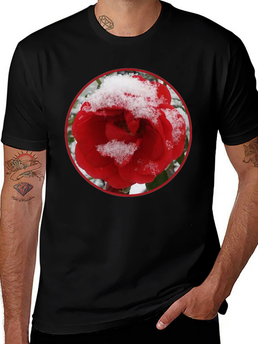 Red Rose in Snow Graphic T-Shirt