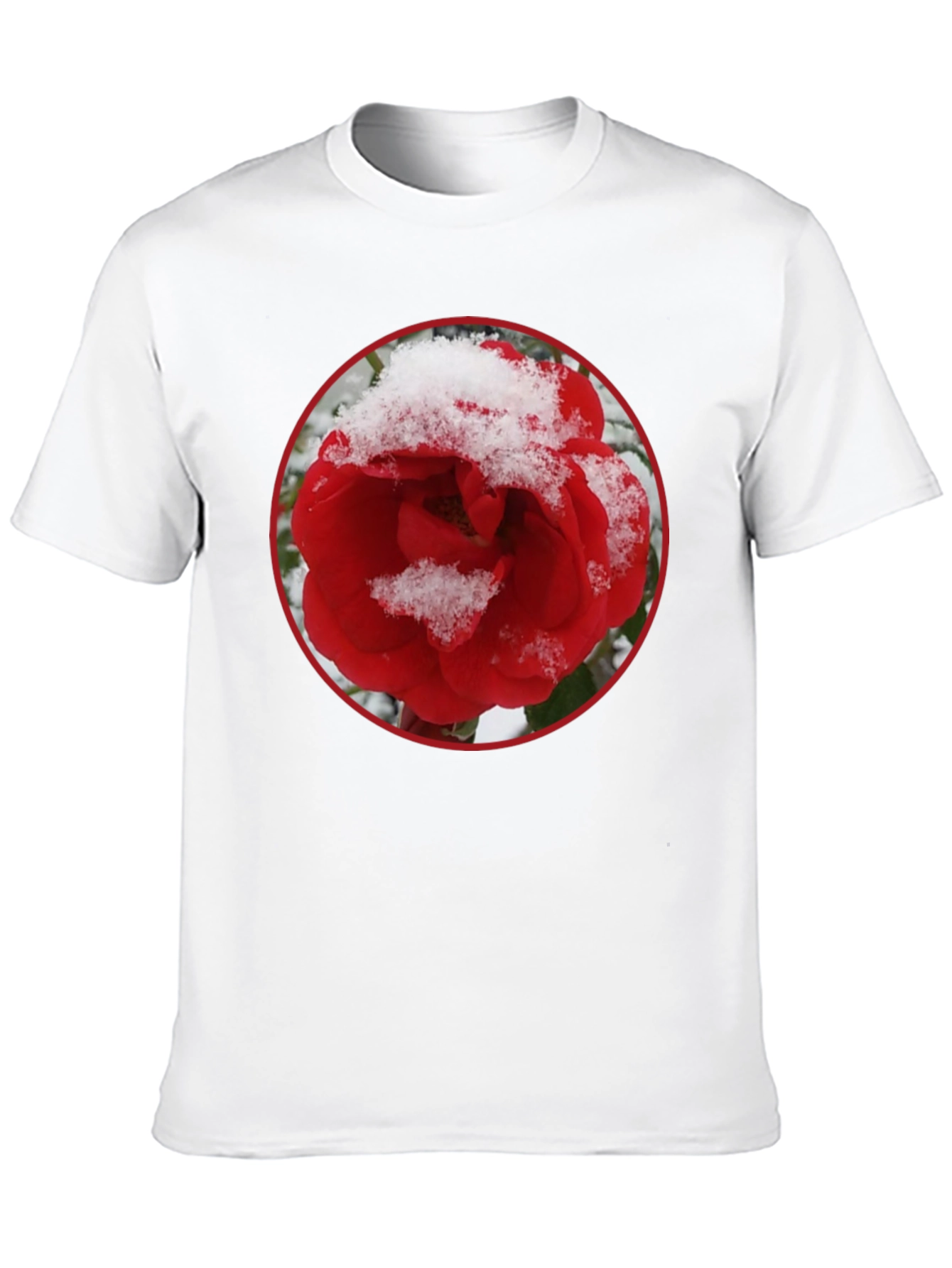 Red Rose in Snow Graphic T-Shirt