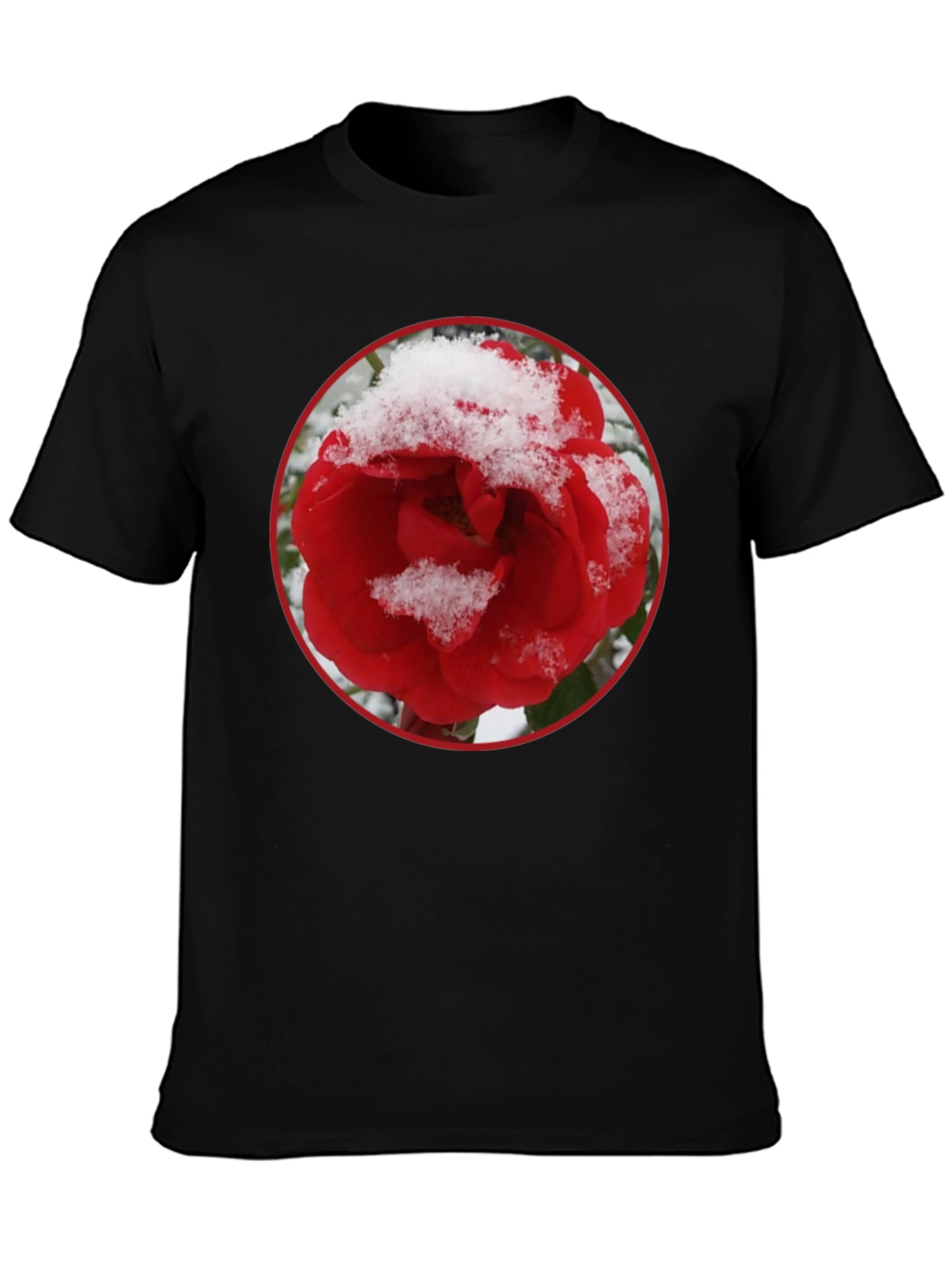 Red Rose in Snow Graphic T-Shirt