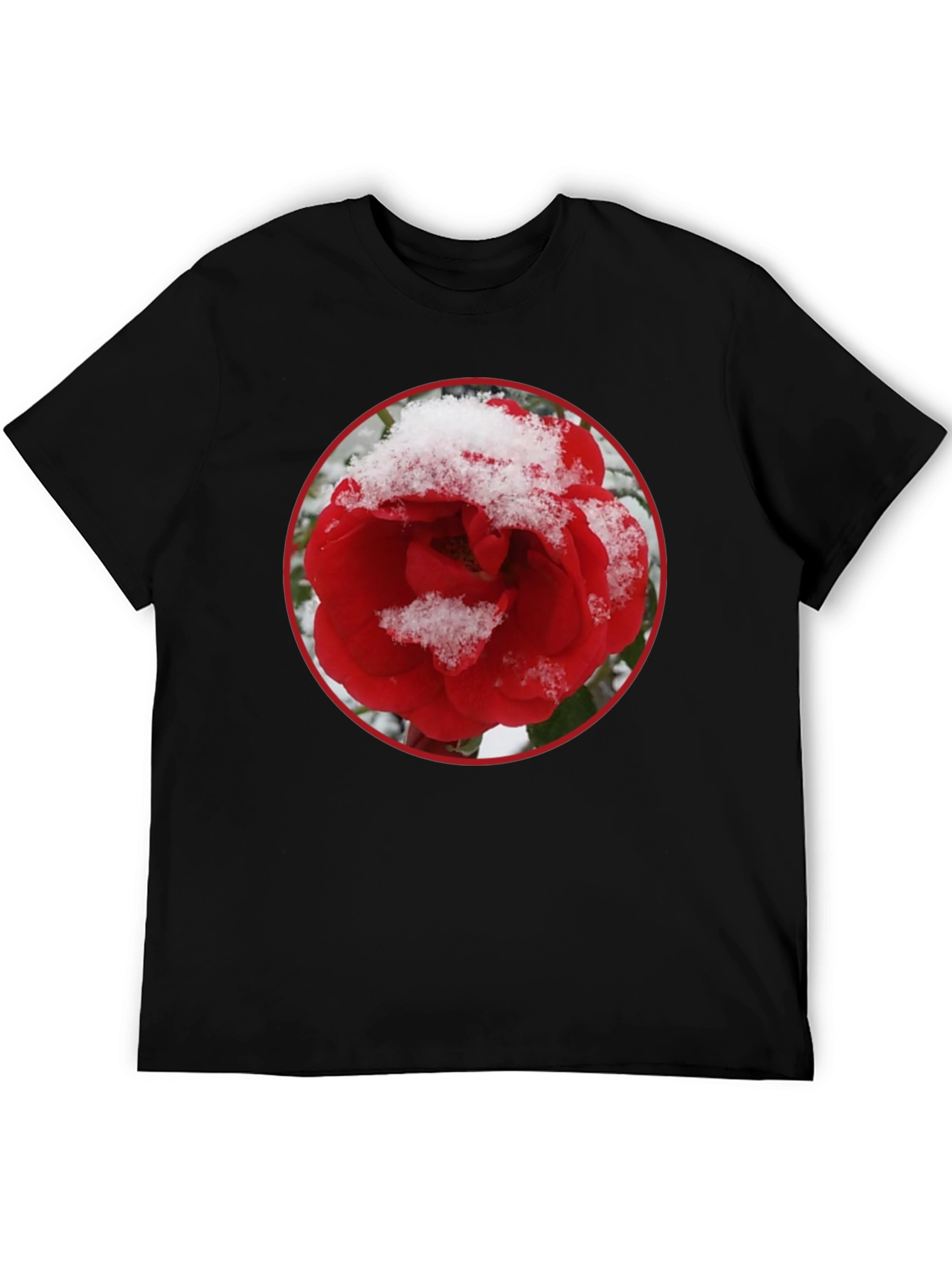 Red Rose in Snow Graphic T-Shirt