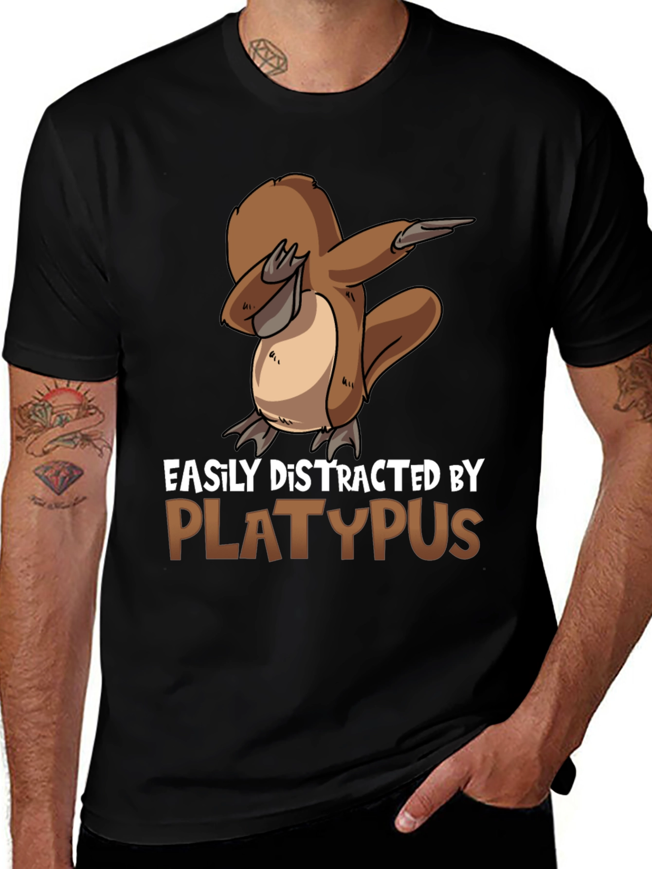 Easily Distracted By Platypus Black T-Shirt