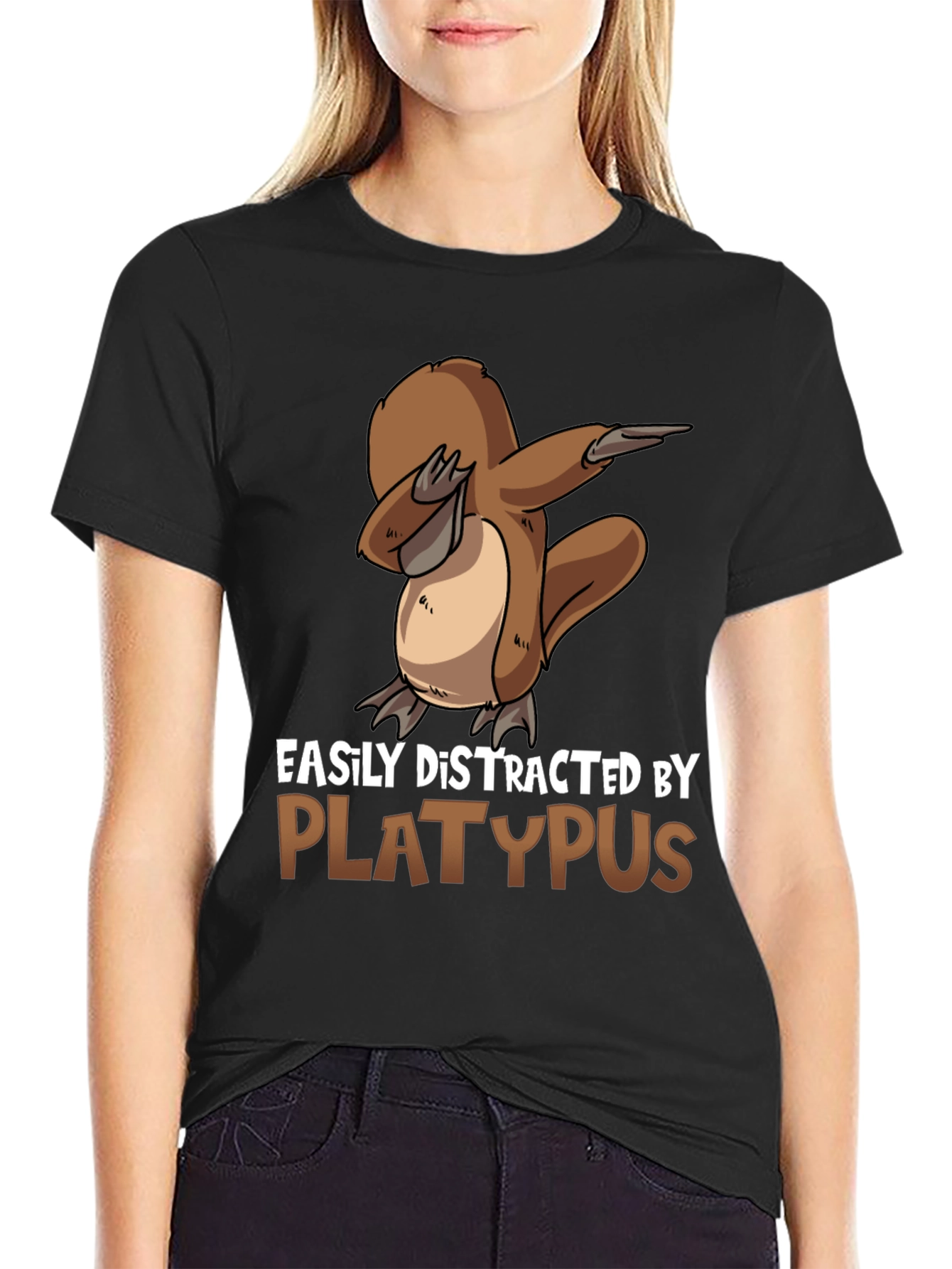 Easily Distracted By Platypus Black T-Shirt