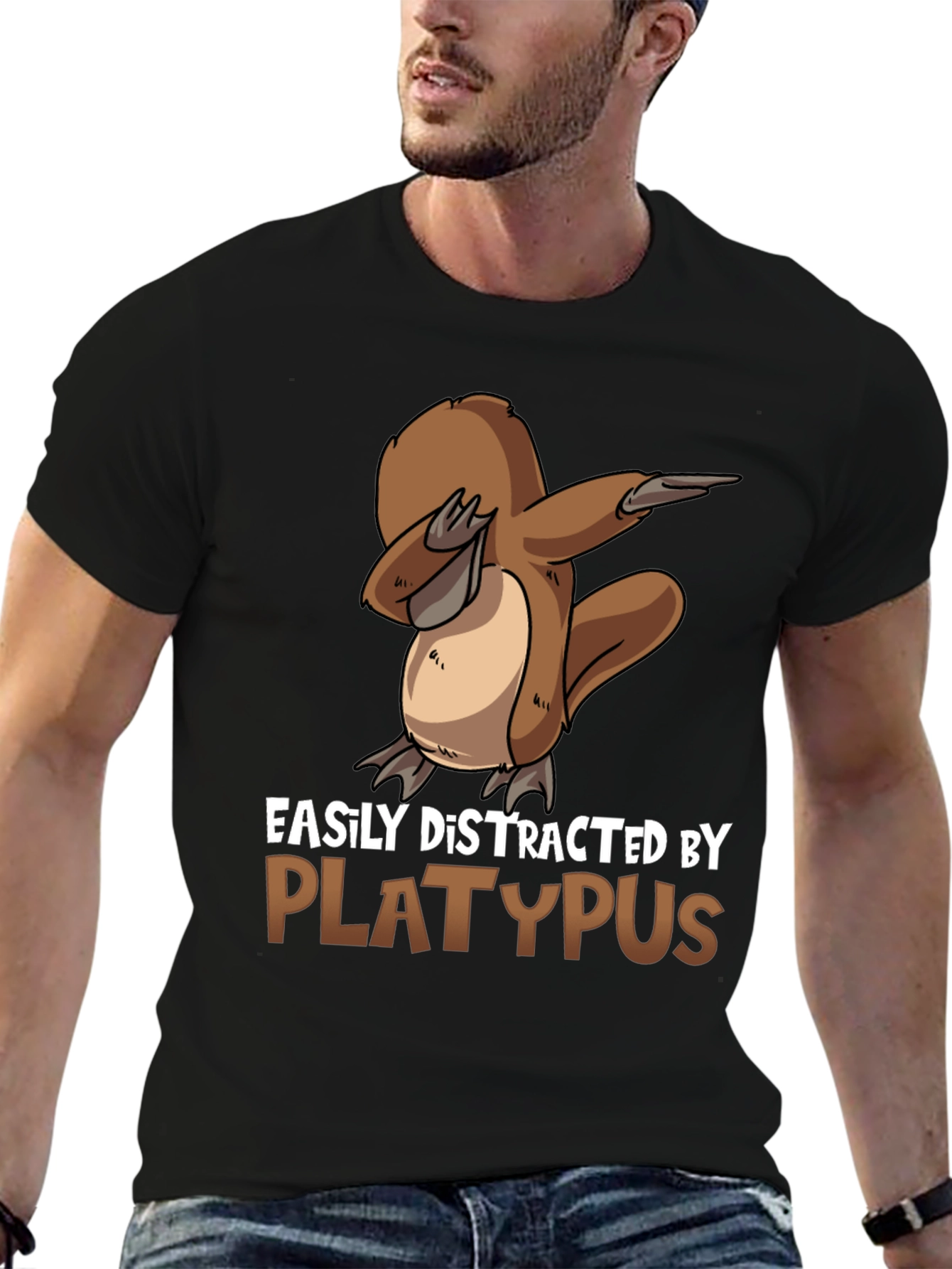 Easily Distracted By Platypus Black T-Shirt