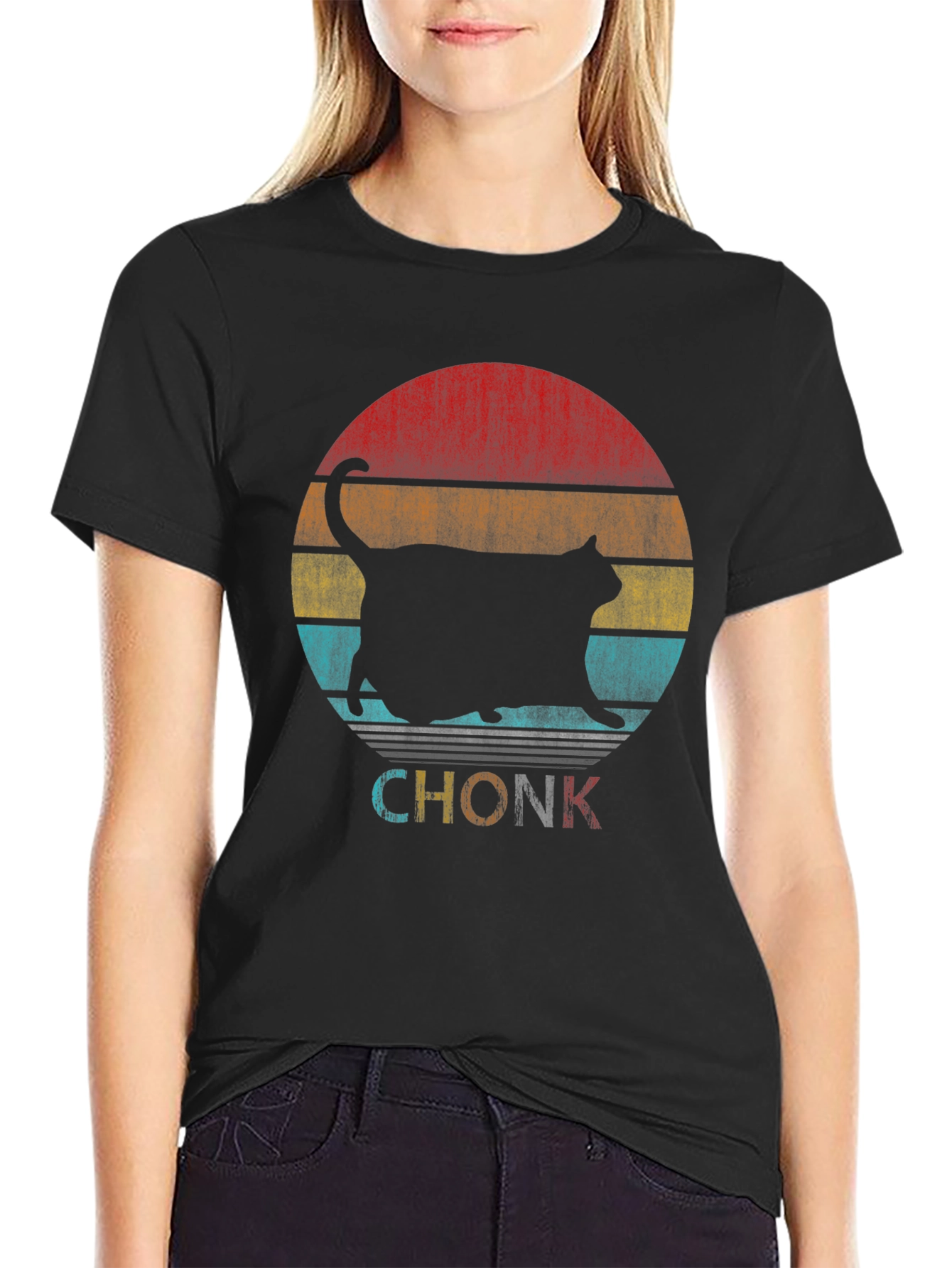Chonk Cat Retro T-Shirt Funny Graphic Tee
