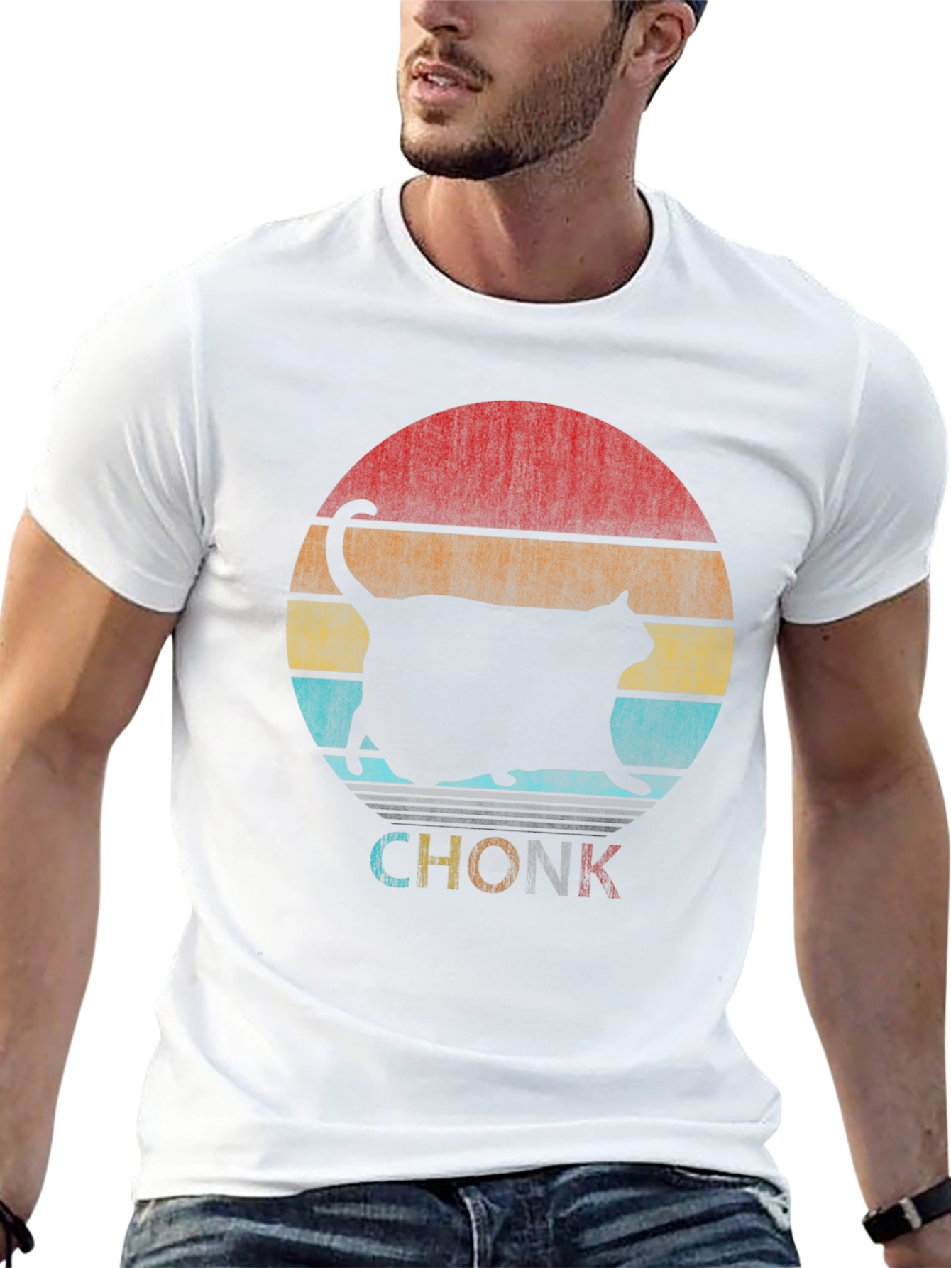 Chonk Cat Retro T-Shirt Funny Graphic Tee