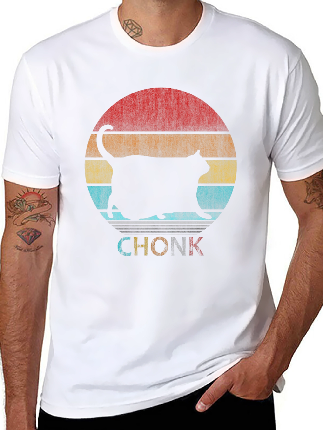 Chonk Cat Retro T-Shirt Funny Graphic Tee