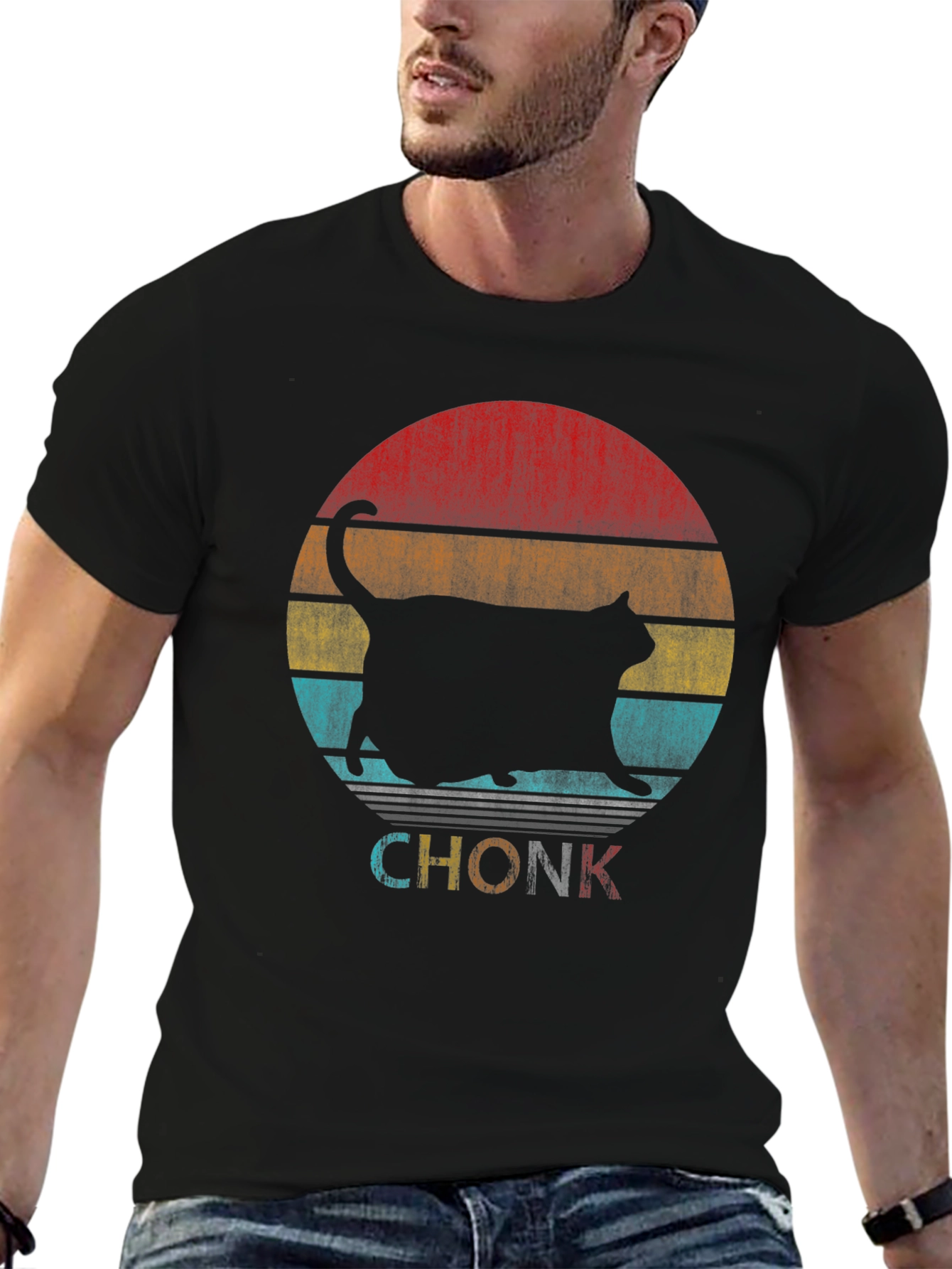 Chonk Cat Retro T-Shirt Funny Graphic Tee