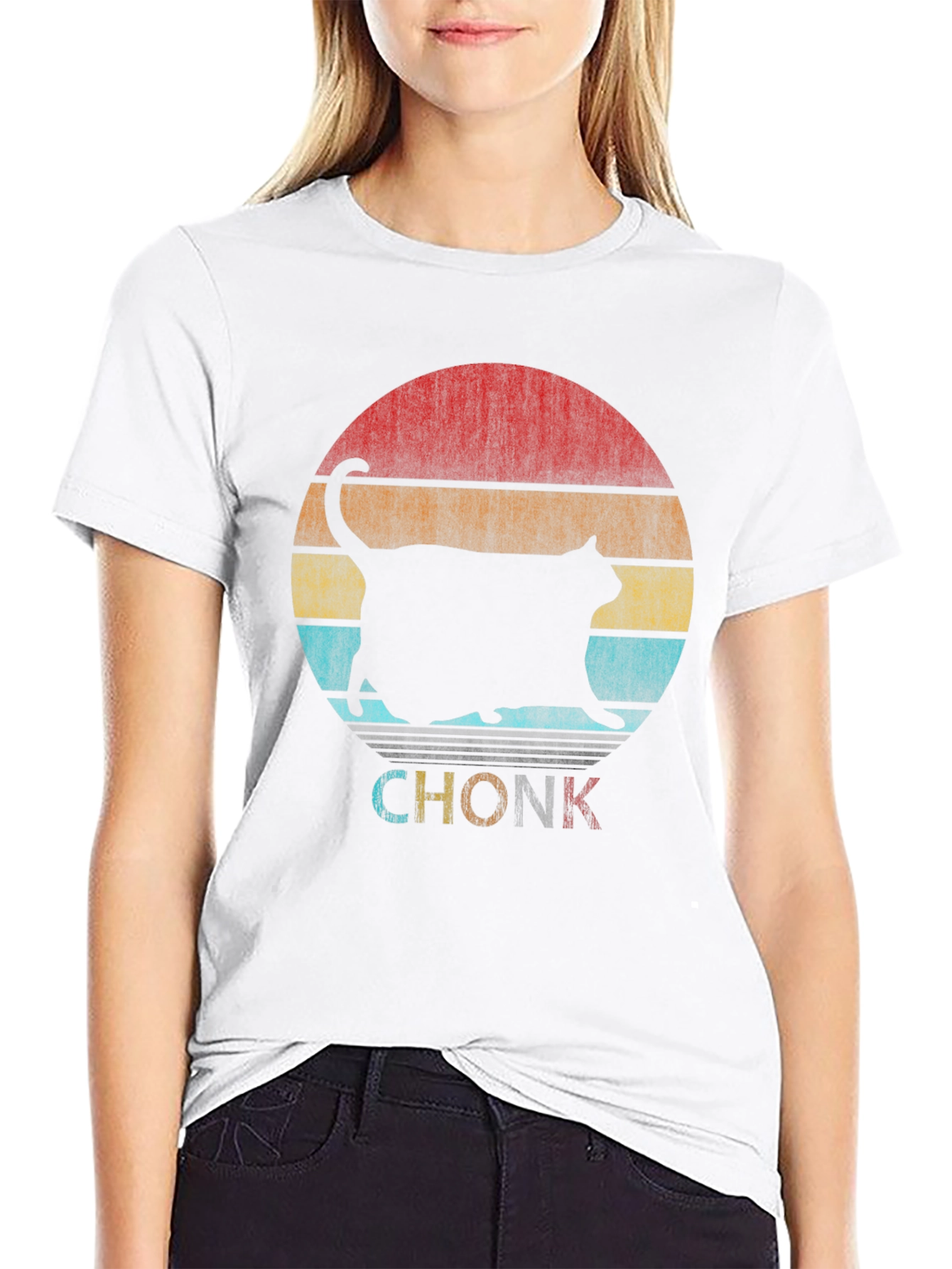Chonk Cat Retro T-Shirt Funny Graphic Tee