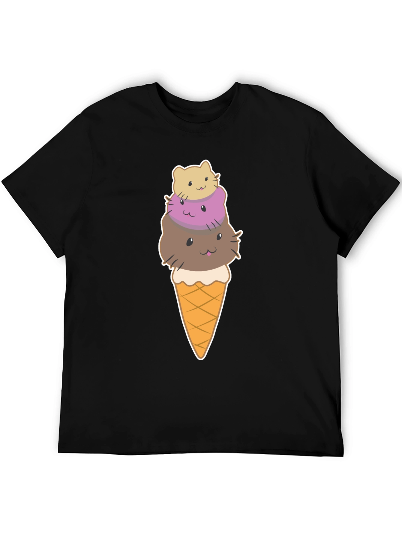 Cute Cat Ice Cream T-Shirt - Novelty Graphic Tee