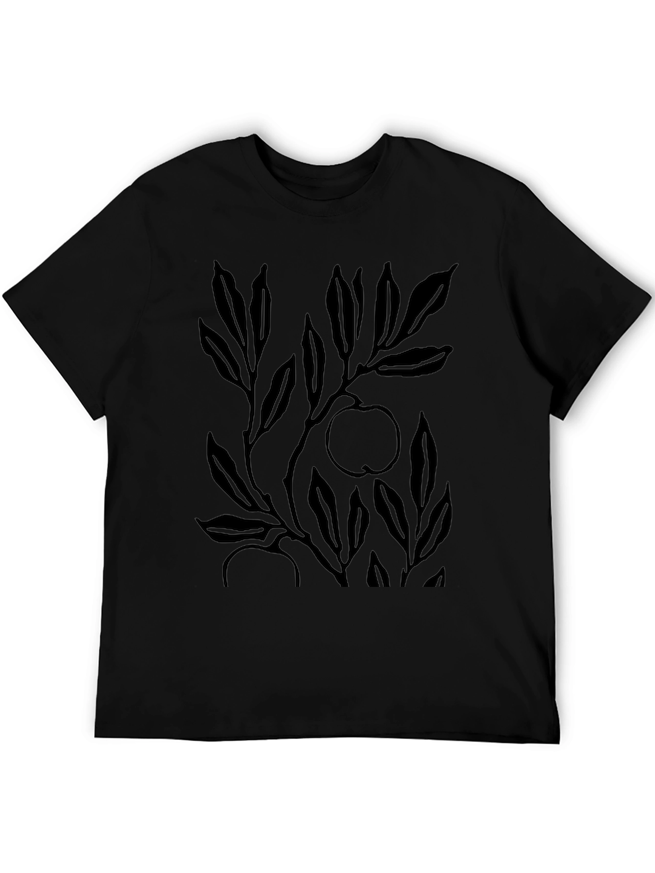 Stylish Black Apple Tree Graphic Tee for Men