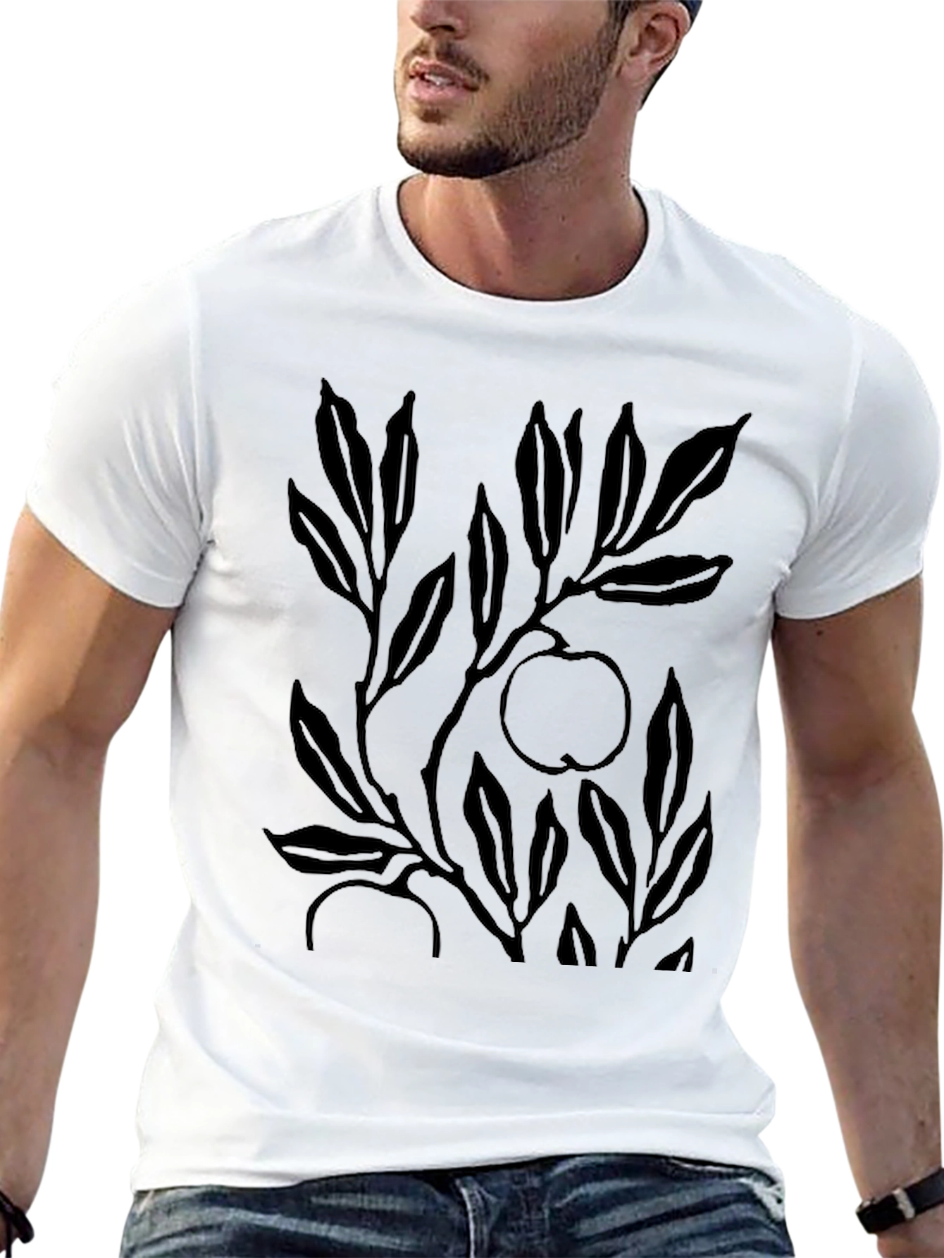 Stylish Black Apple Tree Graphic Tee for Men