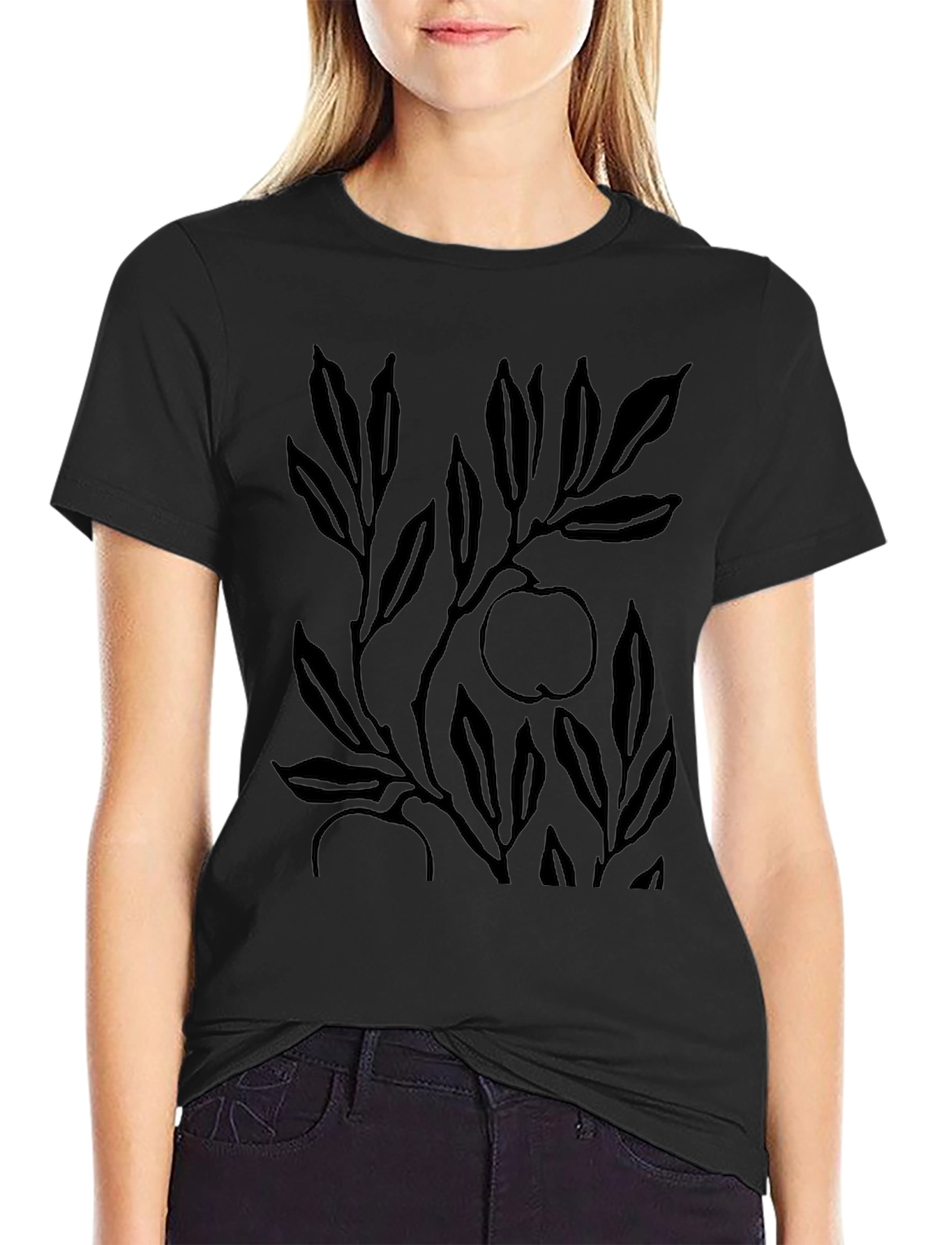 Stylish Black Apple Tree Graphic Tee for Men