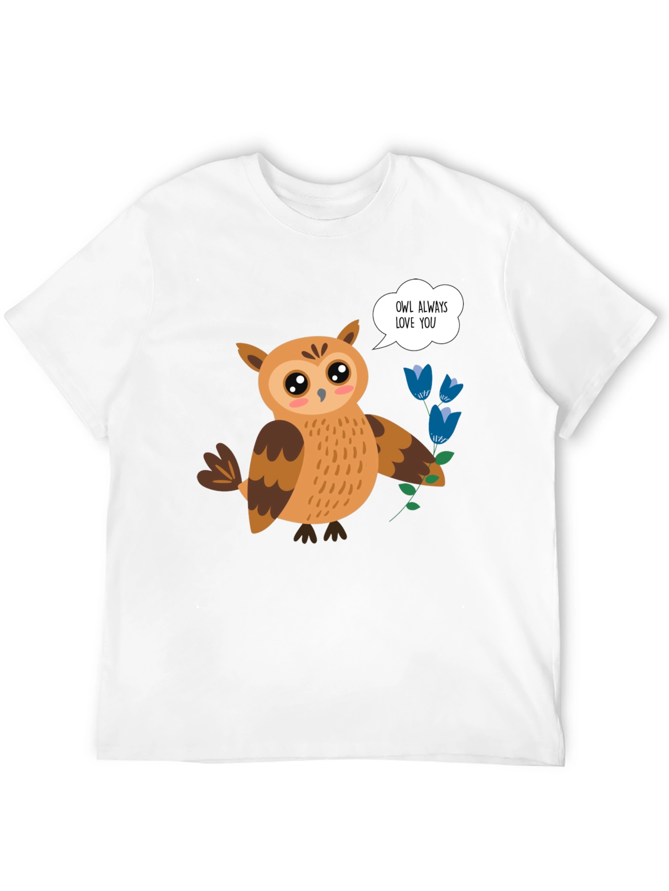 Cute Owl Always Love You Graphic Black T-Shirt