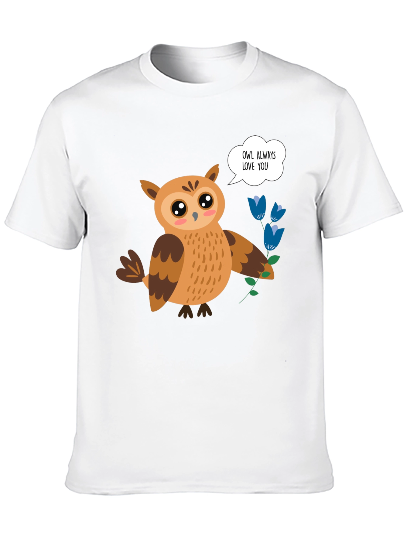Cute Owl Always Love You Graphic Black T-Shirt