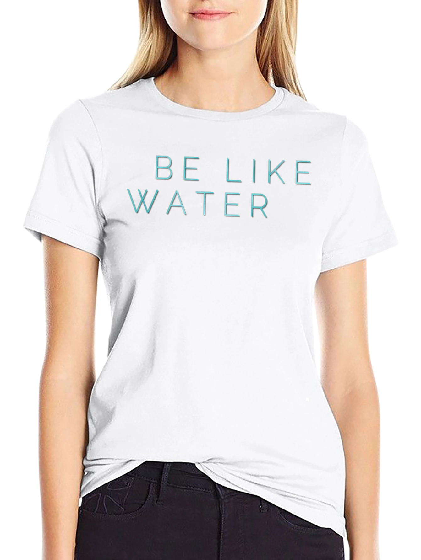 Be Like Water Graphic Tee - Black Cotton Blend
