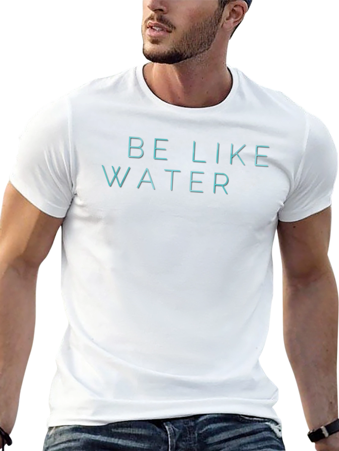 Be Like Water Graphic Tee - Black Cotton Blend