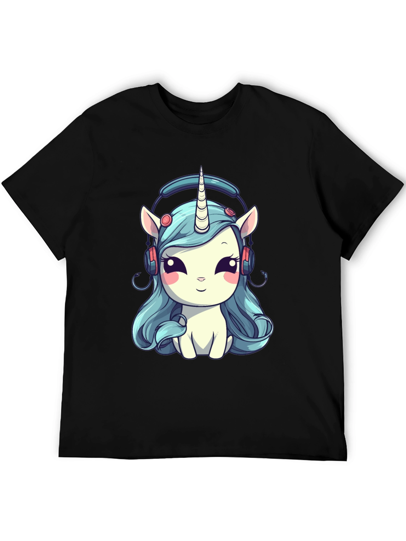 Unicorn Headphone Graphic Tee - Black