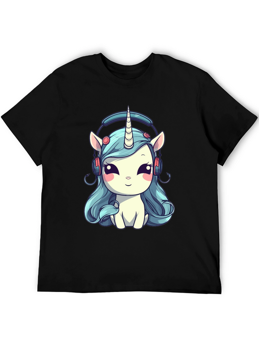 Unicorn Headphone Graphic Tee - Black