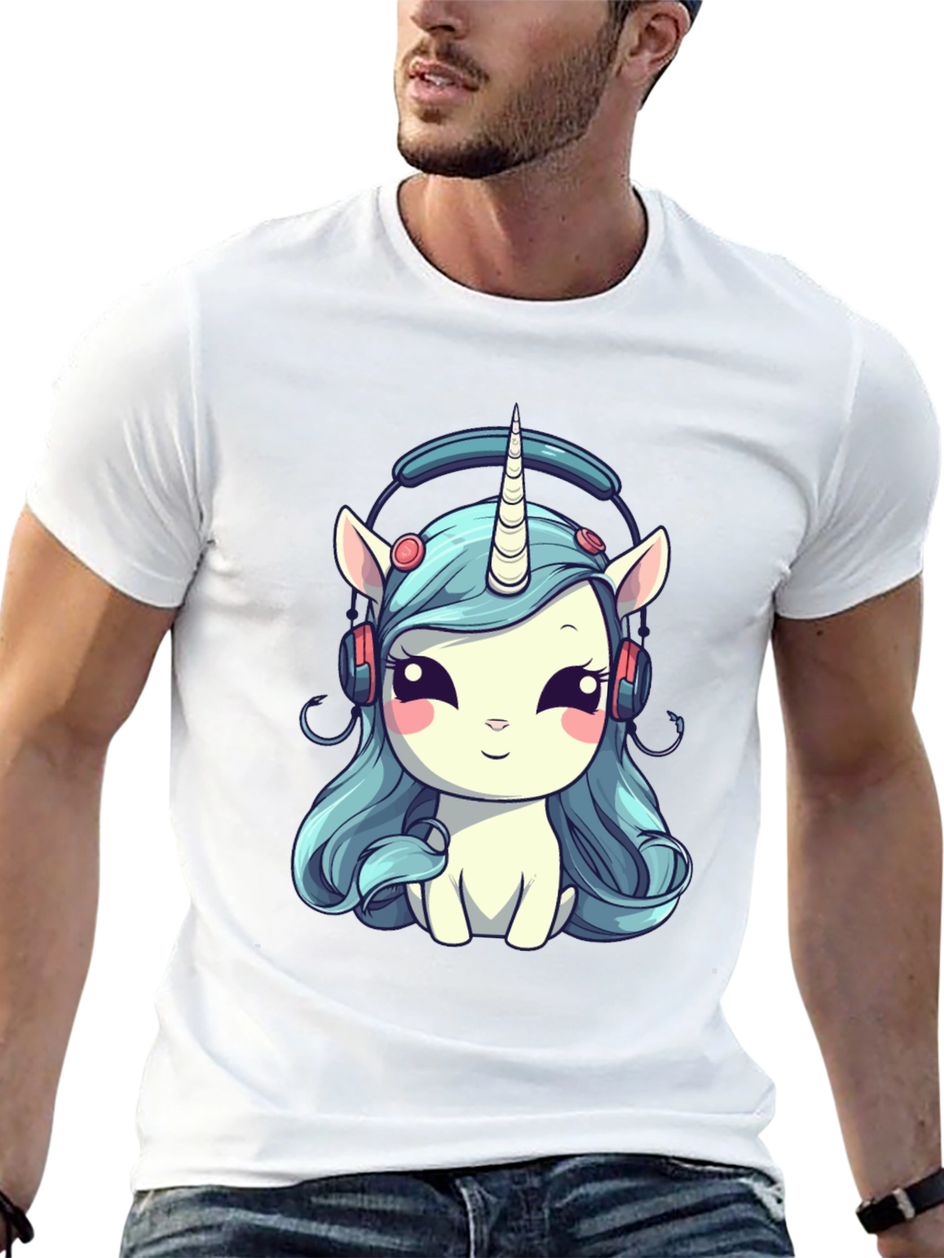 Unicorn Headphone Graphic Tee - Black