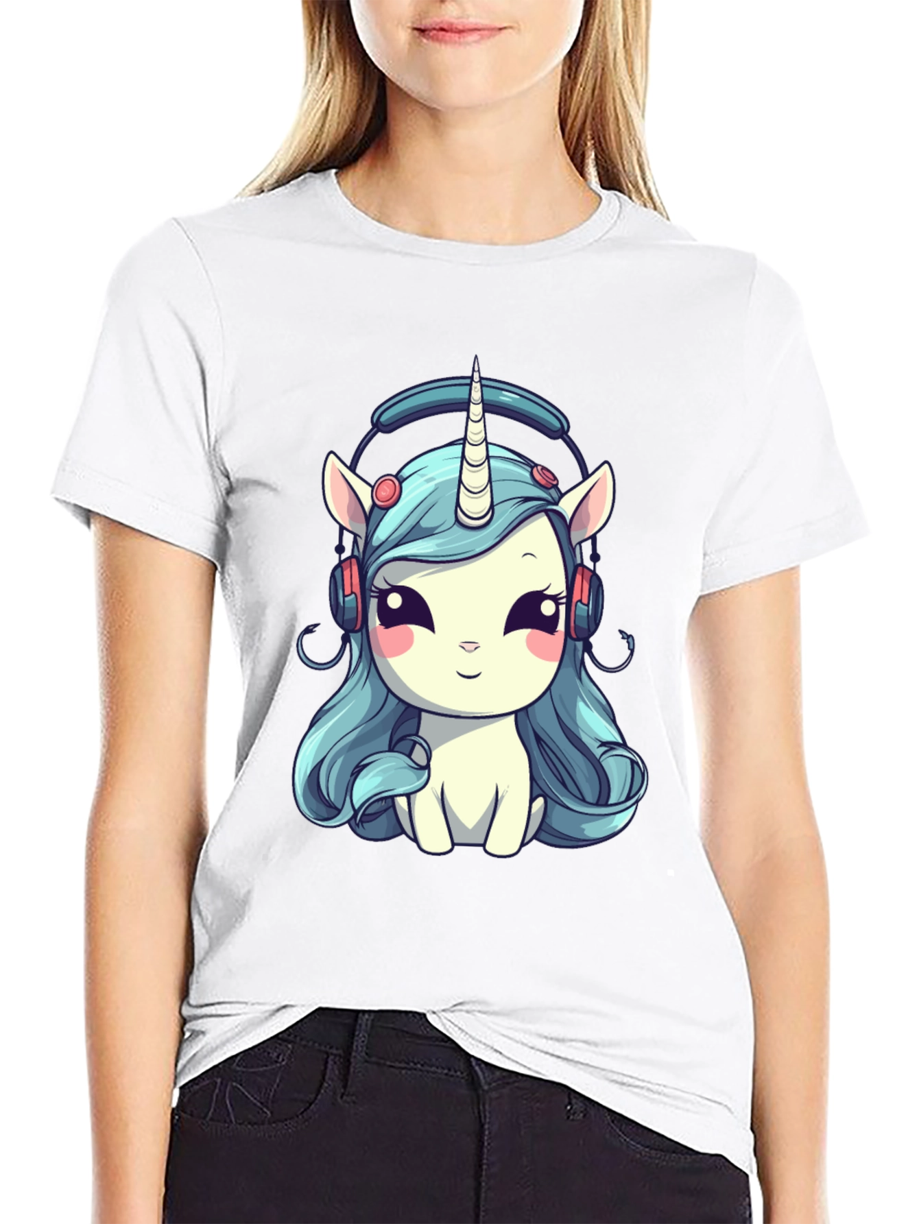 Unicorn Headphone Graphic Tee - Black